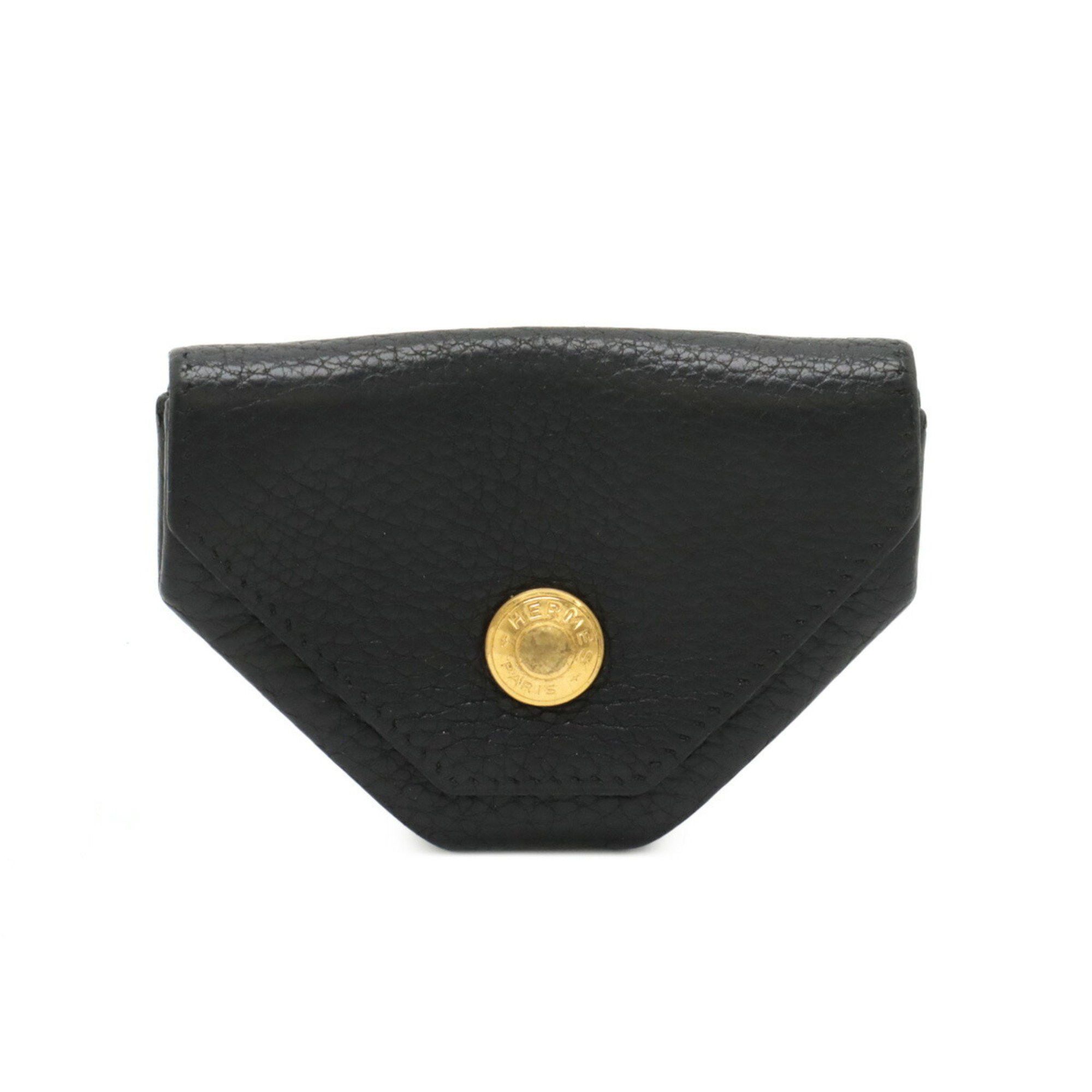 Hermes Le Vingt Quatre Coin Case Purse Ardennes Leather Black D Engraved, Women's
