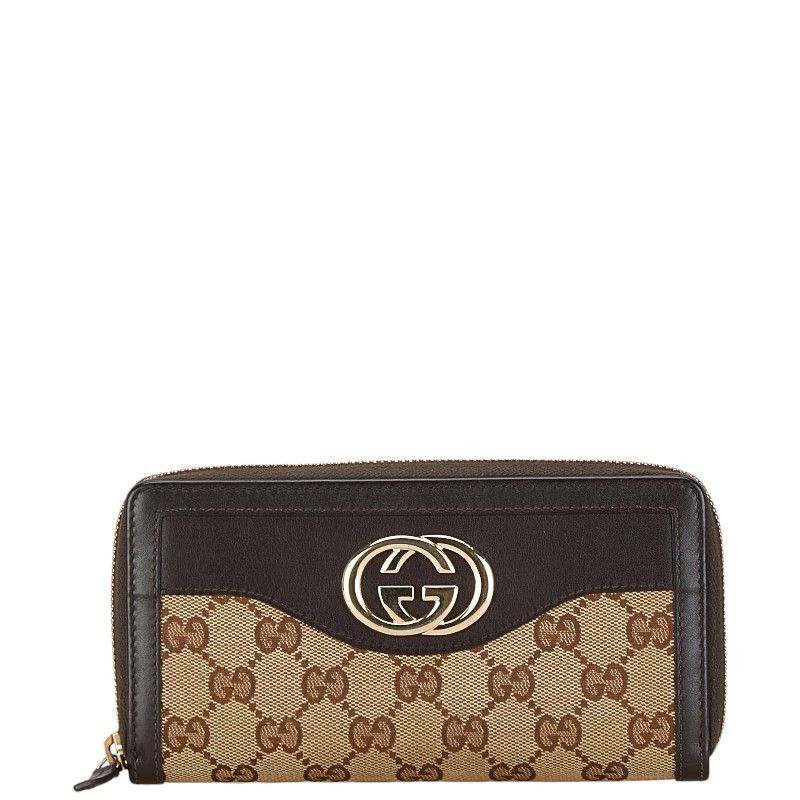 Gucci Gucci Gucci GG Canvas Interlocking G Long Wallet 308012 Beige Brown Canvas Long Wallet 308012 in Very Good Condition Size ONE SIZE - 1 Thumbnail