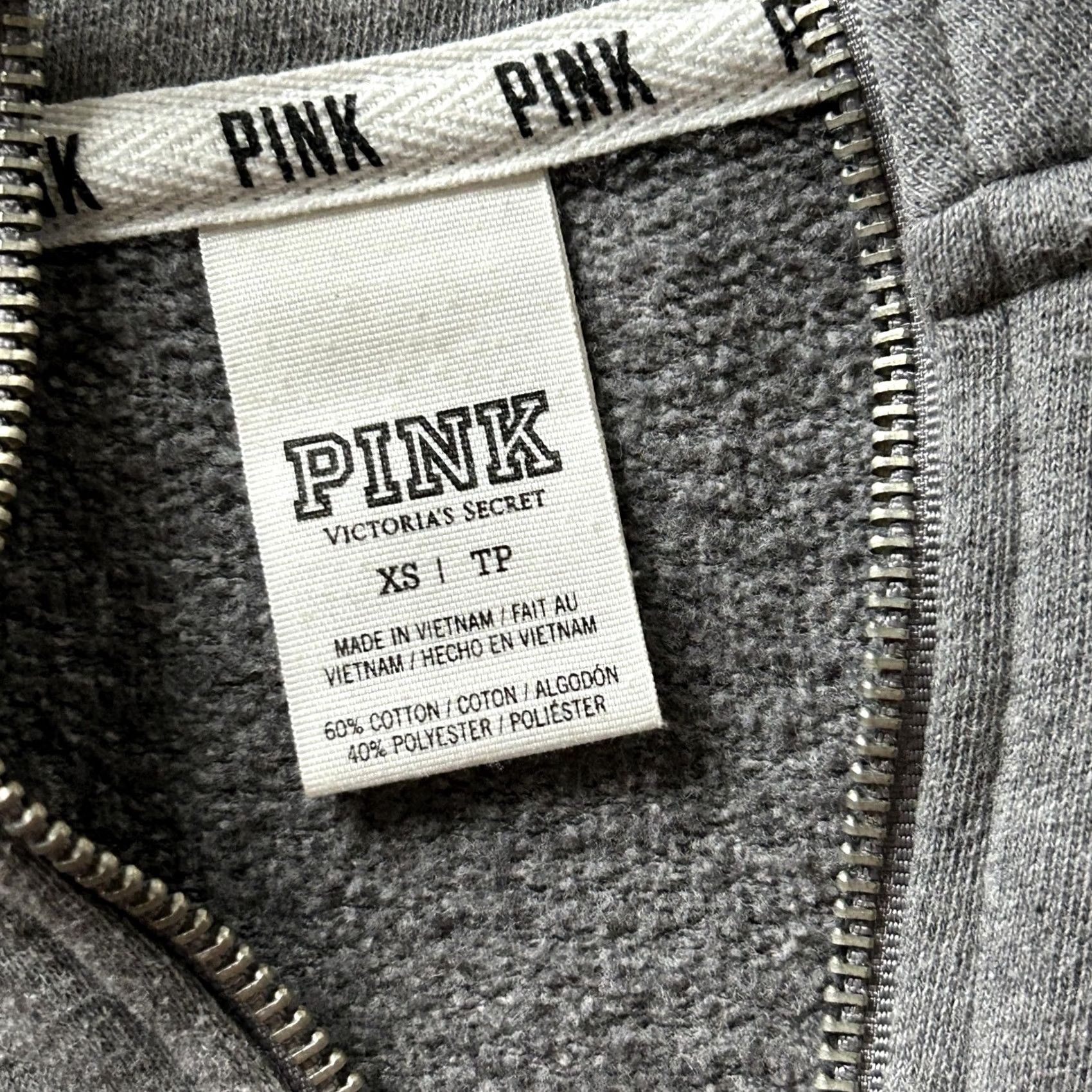 Pinko PINK Sweatshirt Womens XS Gray 1/4 Zip Pullover Love PINK Mock Neck Raglan Sleeve Kangaroo Pocket Casual Pullover Shirt Size XS / US 0-2 / IT 36-38 - 3 Thumbnail