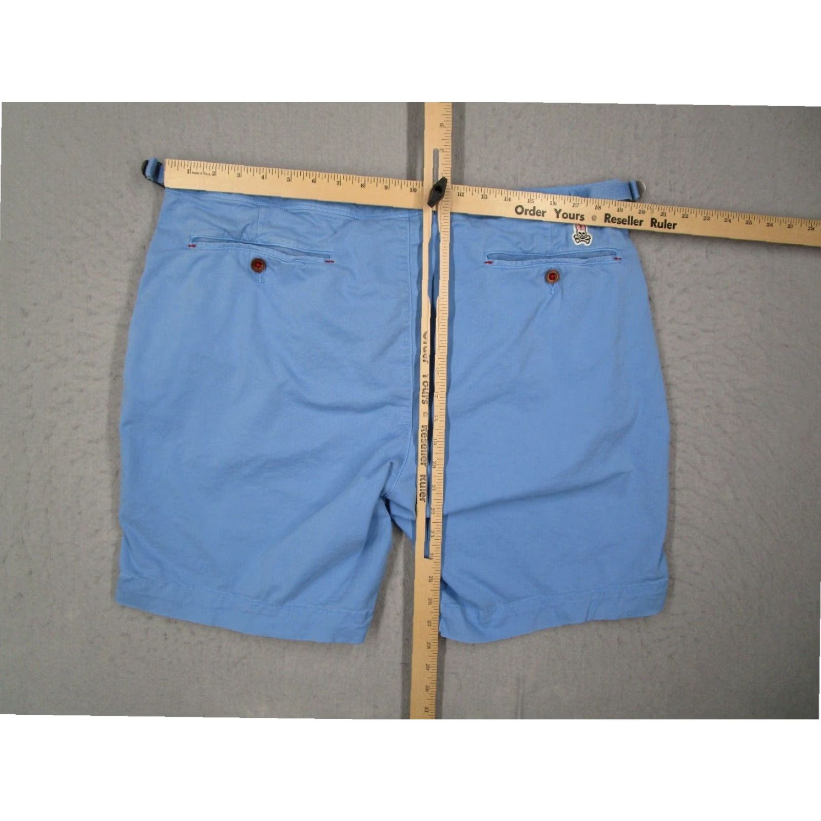 Psycho Bunny Psycho Bunny Mens Blue Cotton Blend Chino Shorts 40 Adjustable Waist Casual Golf Travel Size US 40 / EU 56 - 6 Thumbnail