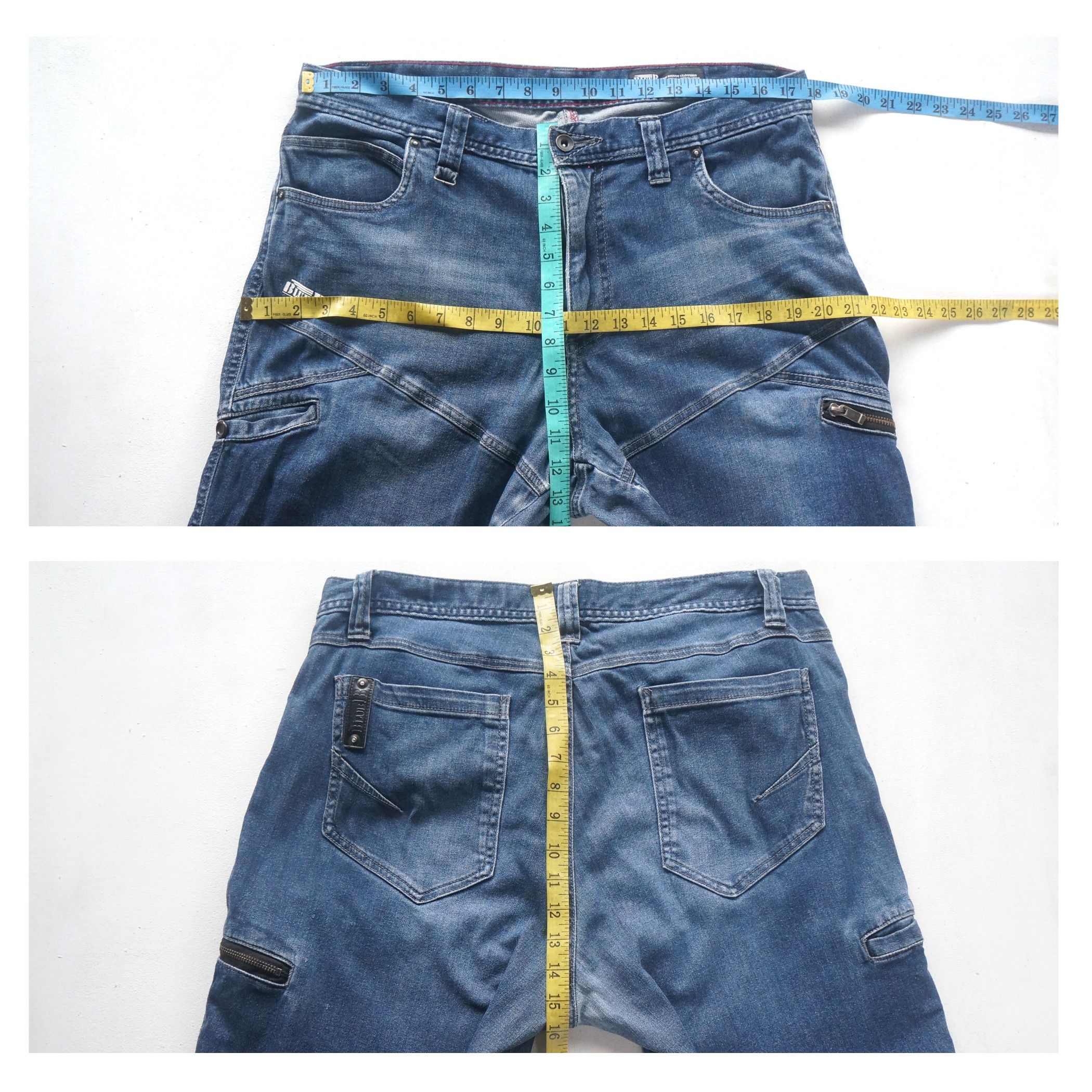 Japanese Brand Blue B Multi Pockets Baggy Soft Jeans Size US 35 - 8 Thumbnail
