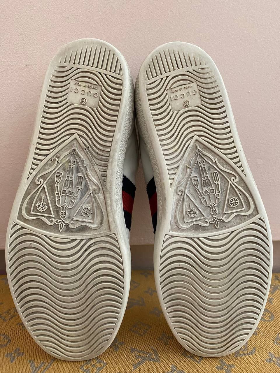 Designer × Gucci 🇮🇹Gucci Ace Sneakers Og Blue Web White Leather Shoes Monogram Size US 6 / IT 36 - 8 Thumbnail