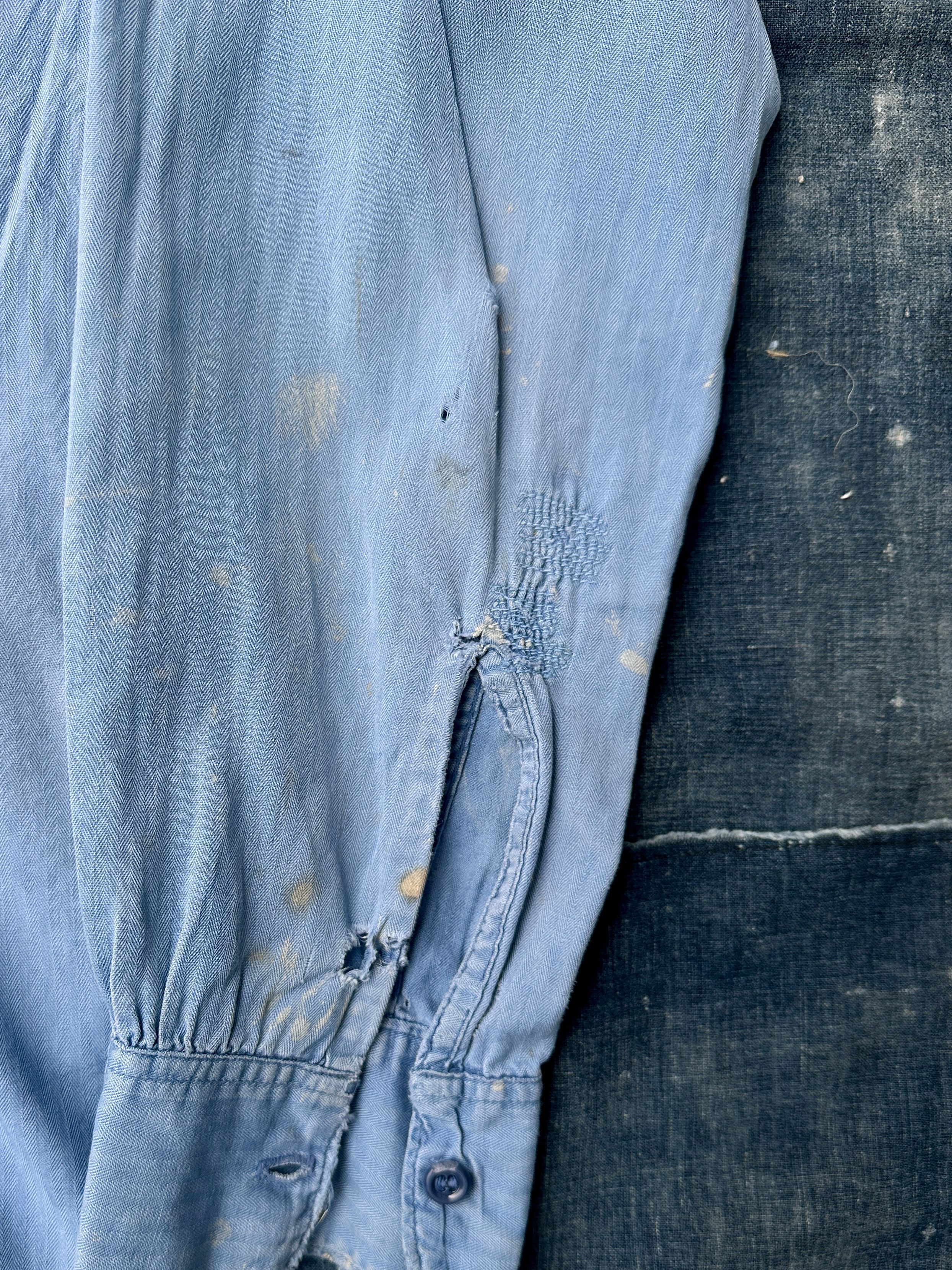Vintage 40s-50s Herringbone HBT Boro zombie trashed Twill painter Size US M / EU 48-50 / 2 - 4 Thumbnail