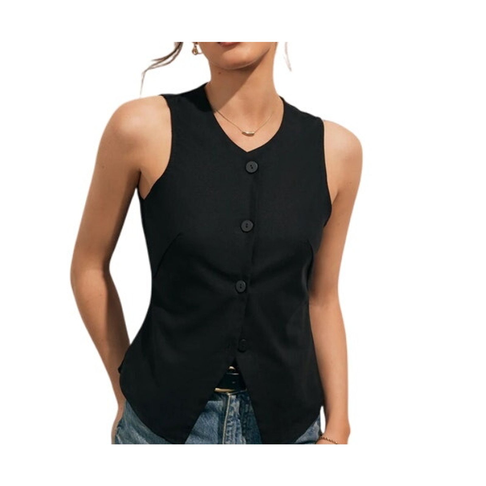 Other Commense Linen Blends Button Up Crew Neck Sleeveless Tank Size L / US 10 / IT 46 - 4 Thumbnail
