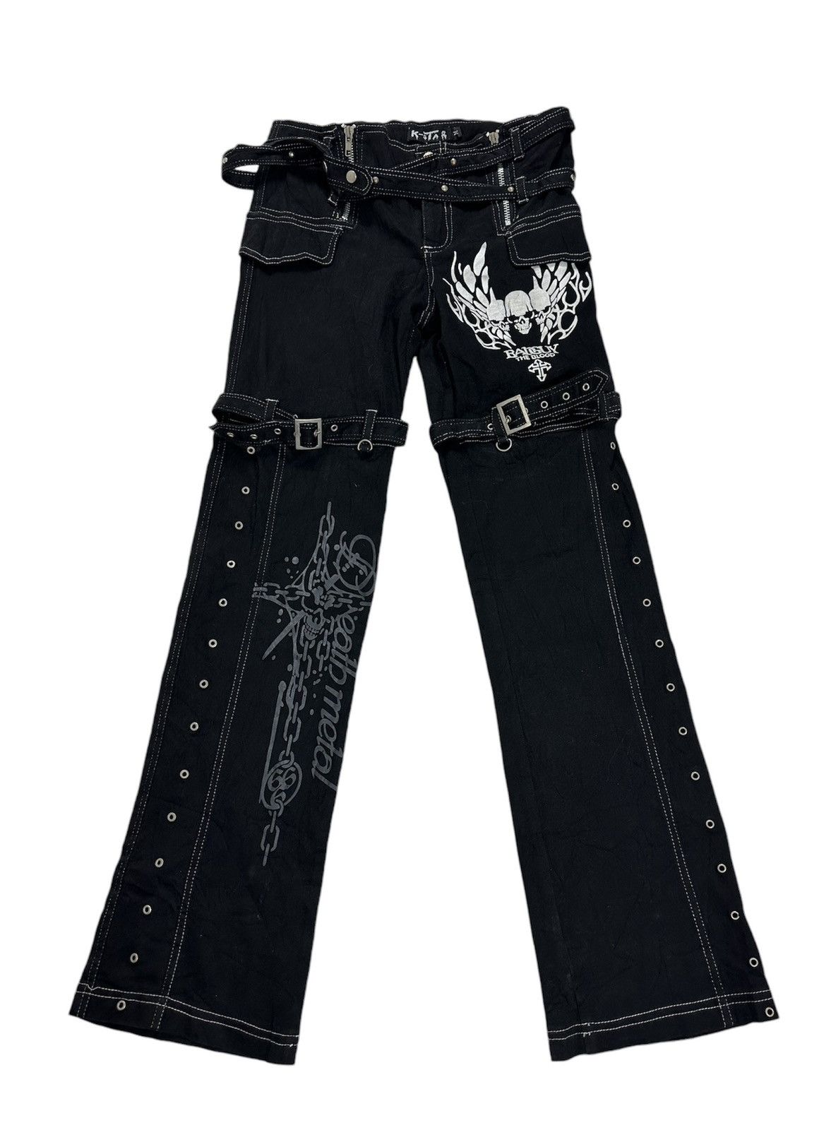 Other K star Punk Rock Bondage Skull Skeleton Poem Style Pants Size 28" / US 6 / IT 42 - 1 Thumbnail