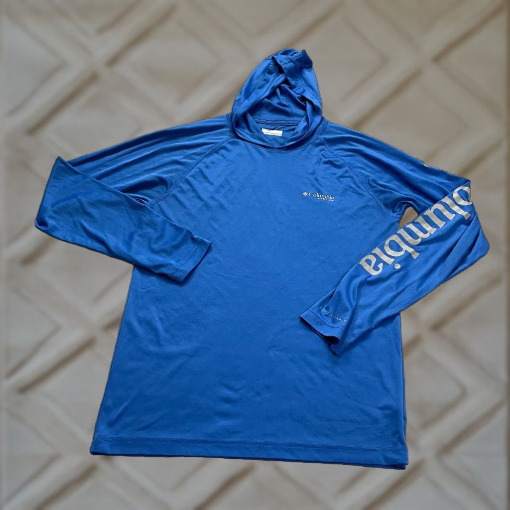 Vintage Columbia PFG Omni Shade Active Jacket Mens XS Blue Long Sleeve Lightweight Hooded Breathable Lightweight Regular Fit Ocean/Blue Fish Pattern Size US XS / EU 42 / 0 - 1 Thumbnail