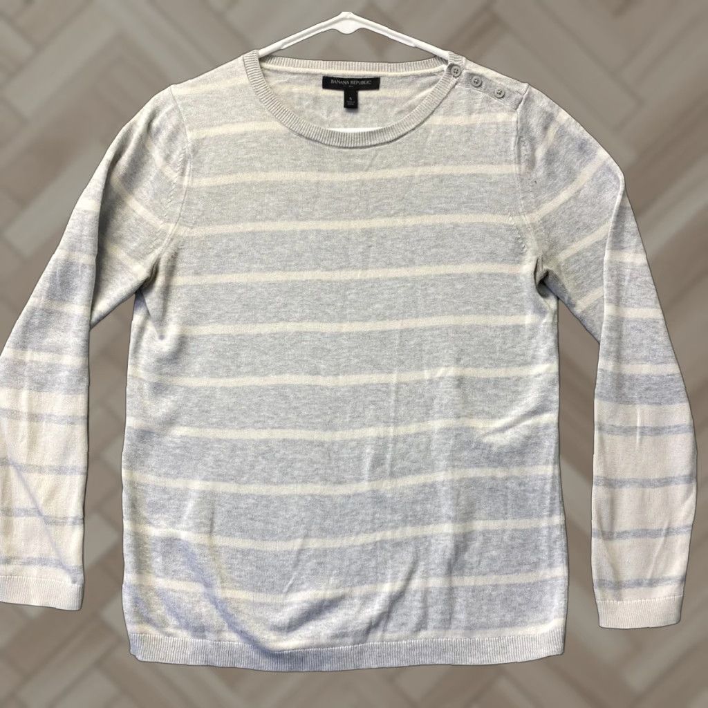 Banana Republic Banana Republic Sweater Mens S Gray Striped Long Sleeve Pullover Casual /106-26 Size US S / EU 44-46 / 1 - 1 Thumbnail
