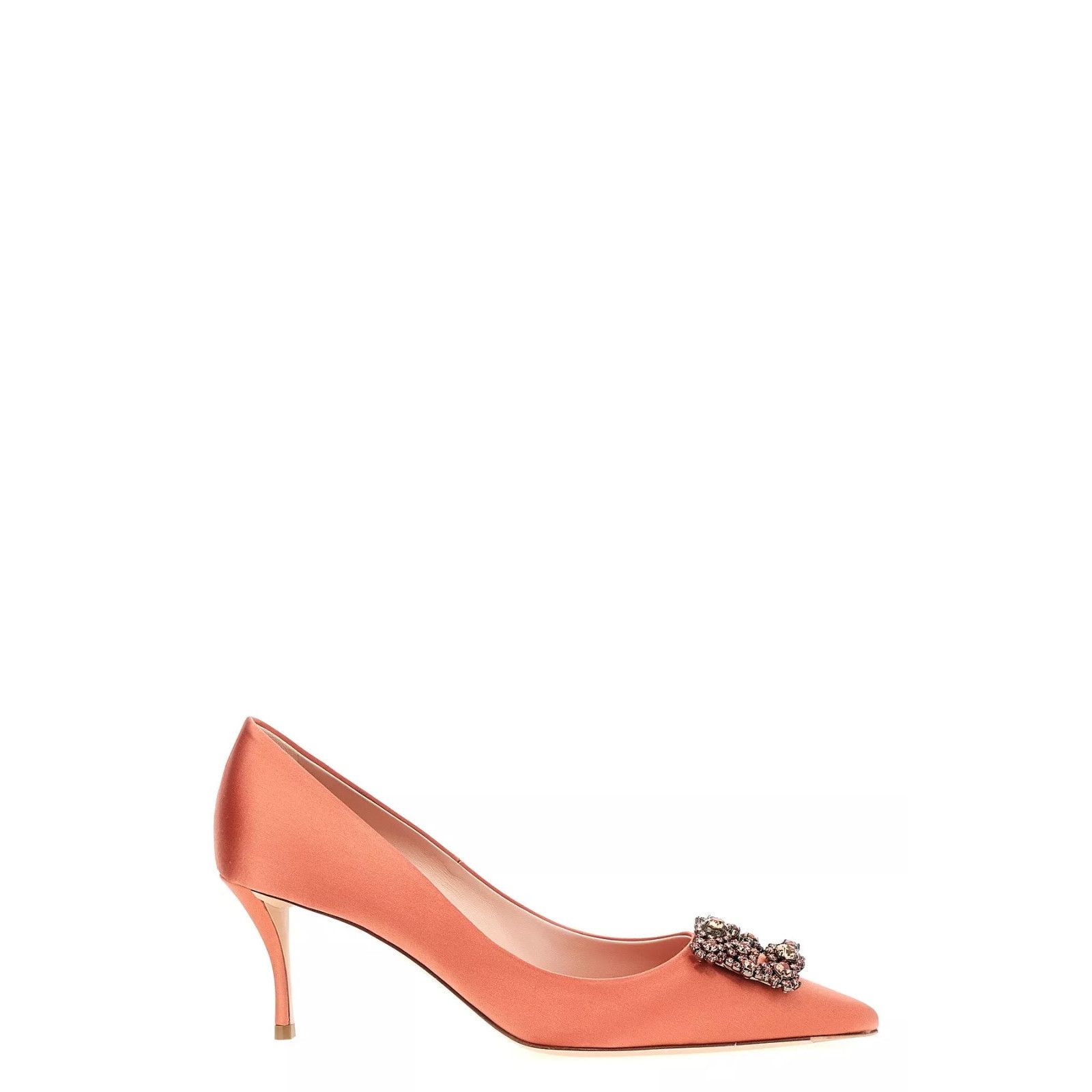 ROGER VIVIER Efforescence Pink Satin Crystal Jewel 65mm Pump