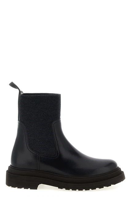 B. Cucinelli Women's Black Leather Ankle Boots New & Auth