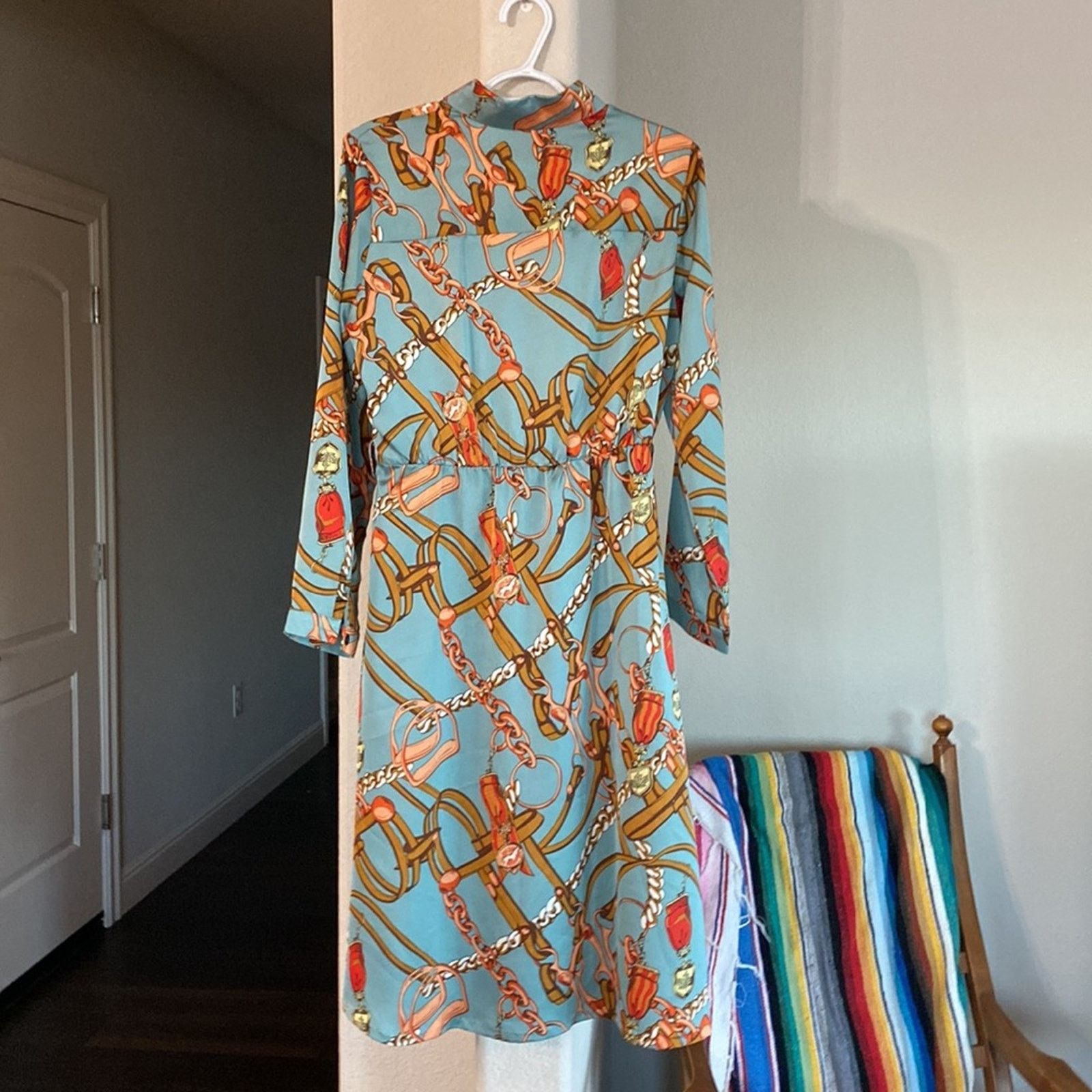 Other AX PARIS Shirt dress retro side slit has loops for a belt Size XL / US 12-14 / IT 48-50 - 10 Thumbnail