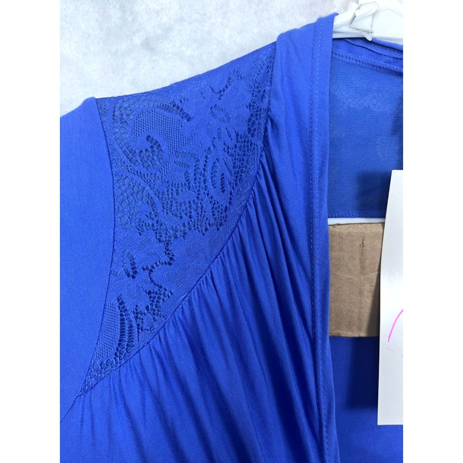 YOKE Rhonda Shear Ahh Comfort Wrap Cardigan Lace Yoke Open Front Drape Women M/L Blue 6518 New Size M / US 6-8 / IT 42-44 - 5 Thumbnail