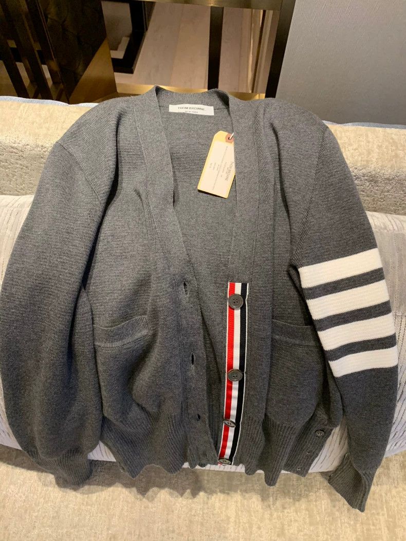 Thom Browne Thom Browne Classic Four-Stripe Cardigan - dmc Size US S / EU 44-46 / 1 - 1 Thumbnail