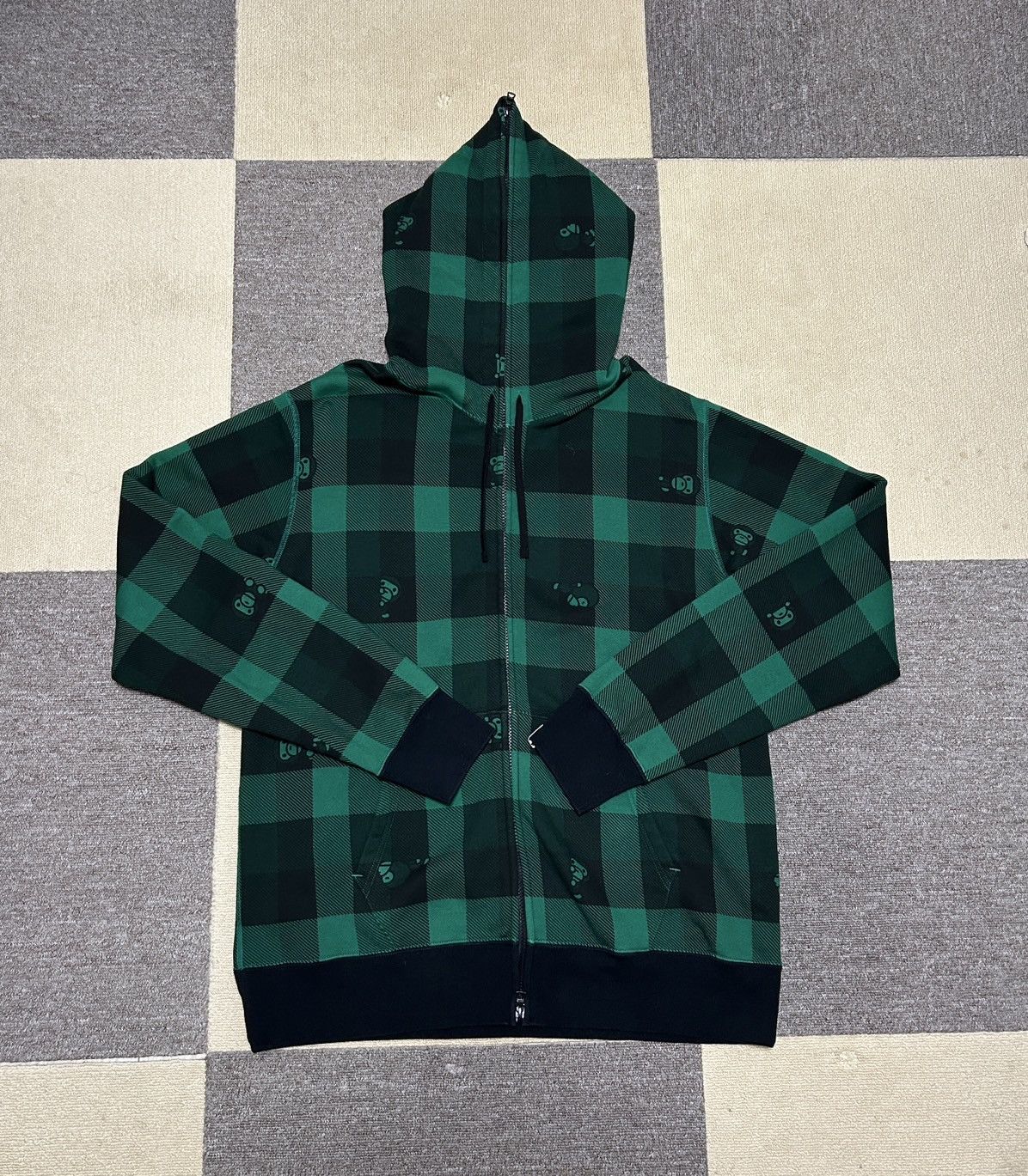 Bape Y2K Bape Green Milo Shibuya Plaid check Full Zip Hoodie XL Size US XL / EU 56 / 4 - 1 Thumbnail