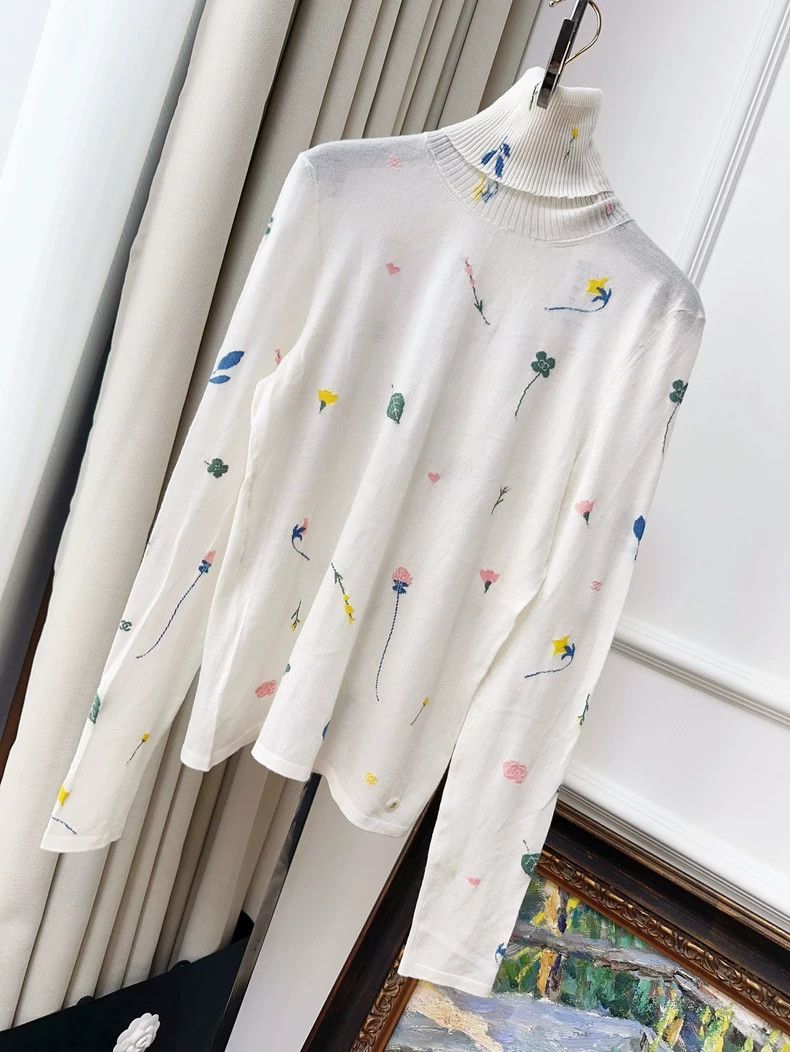 Chanel Chanel 18B White Floral Print Sweater - dmc Size US M / EU 48-50 / 2 - 1 Thumbnail