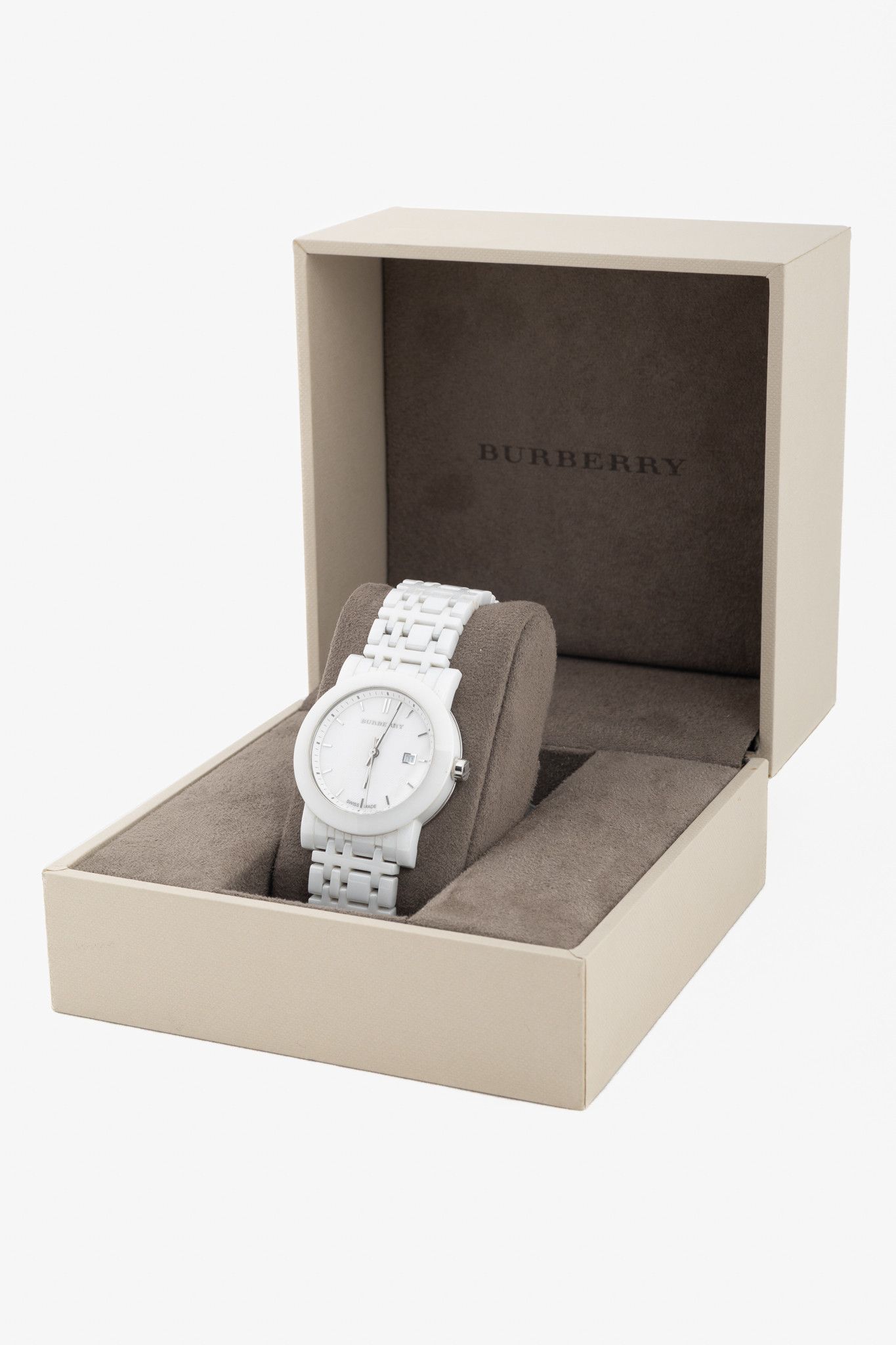 Burberry Burberry AW11 BU1870 White Ceramic Check-Dial Watch Size ONE SIZE - 1 Thumbnail