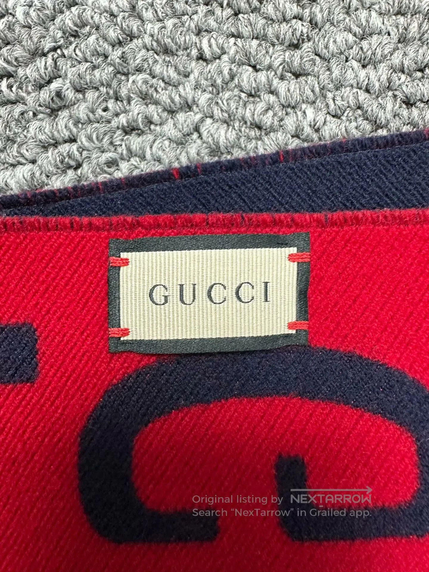 Gucci Guicci Red and blue color block old flower print double-si Size ONE SIZE - 4 Thumbnail