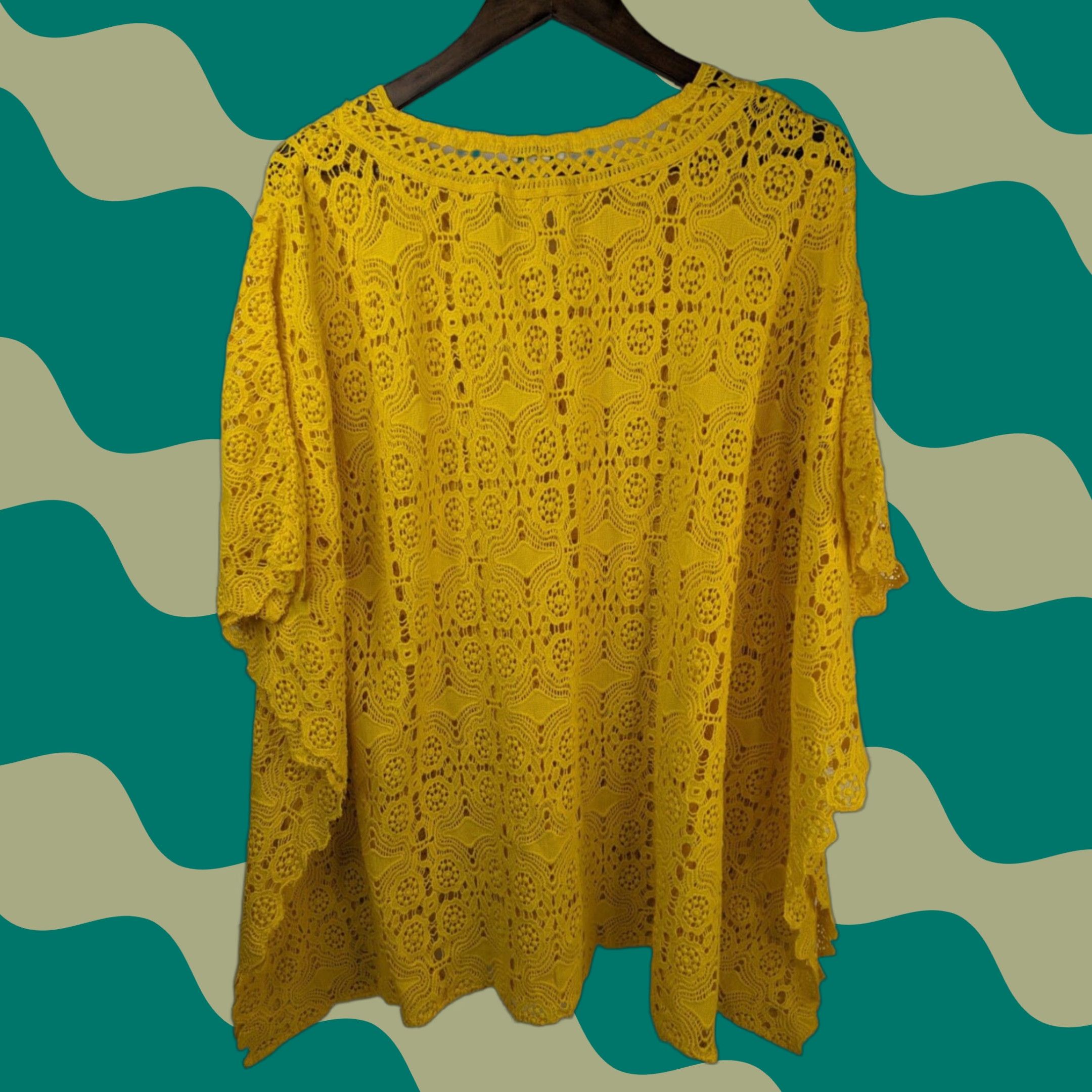 Vintage Sundance Graycelyn Yellow Lace Up 100% Cotton V-Neck Coverup M Adult Women Beach Bohemian Tunic Shirt Style Crew Neck? Size M / US 6-8 / IT 42-44 - 1 Thumbnail