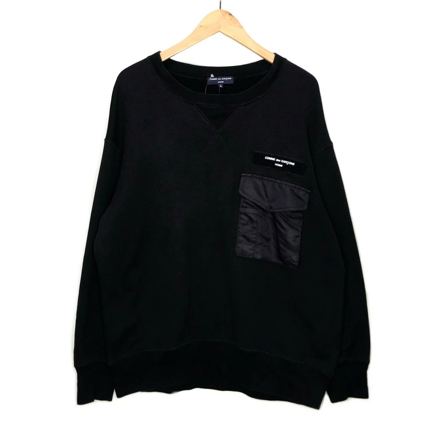 Comme des Garcons Homme Sweatshirt Brushed fleece nylon twill long sleeve Black Size US L / EU 52-54 / 3 - 1 Thumbnail