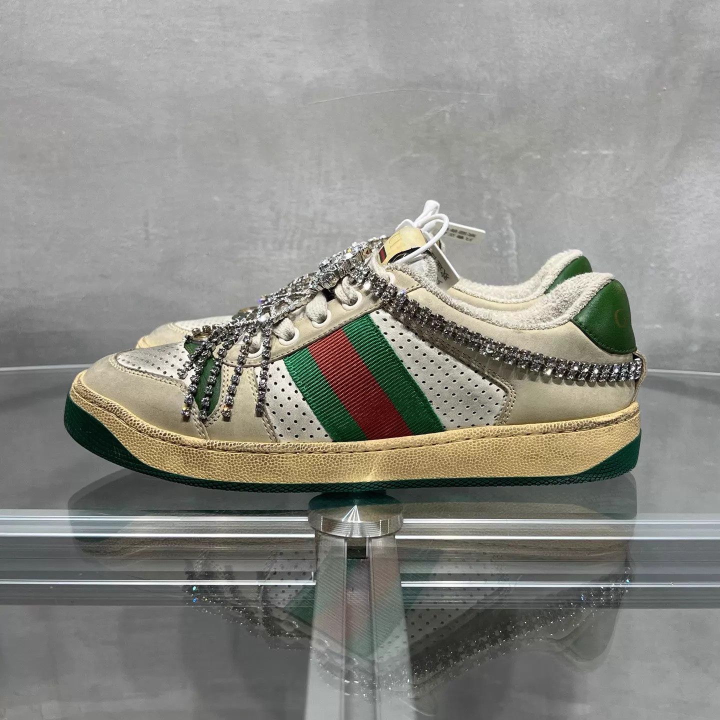 Gucci Gucci Distressed Rhinestone Sneakers Women's 35.5 Size US 5 / IT 35 - 3 Thumbnail