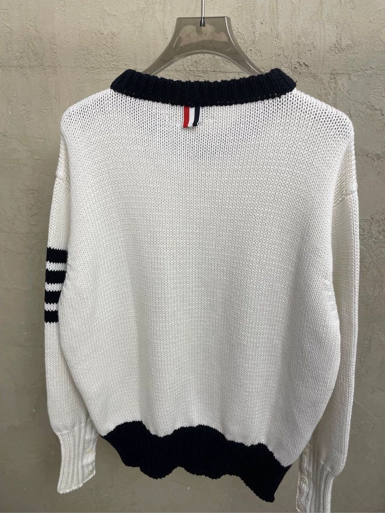 Thom Browne Thom browne White pocket striped four-stripe knitted sweate Size US XL / EU 56 / 4 - 4 Thumbnail