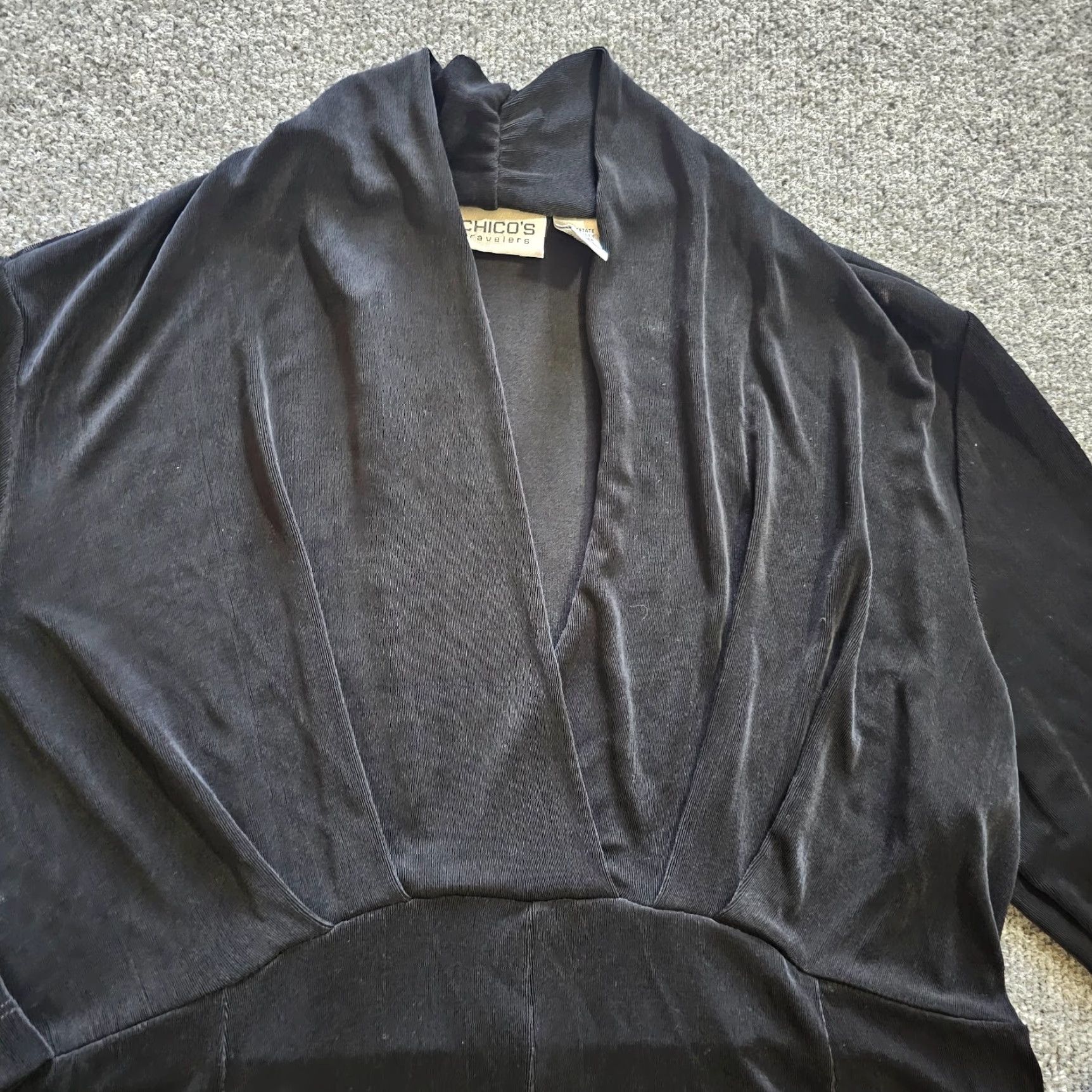 Vintage Chicos Dress Womens Large Black V Neck Stretch Slinky Travelers V Neck Career Size L / US 10 / IT 46 - 2 Thumbnail