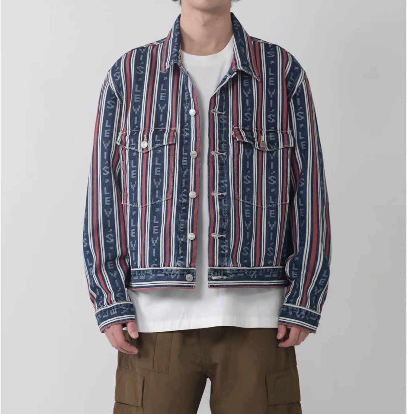Levi's 🔥RARE🔥LEVI'S Embarcadero Station Stripe Logo Denim Jacket Size US M / EU 48-50 / 2 - 11 Thumbnail