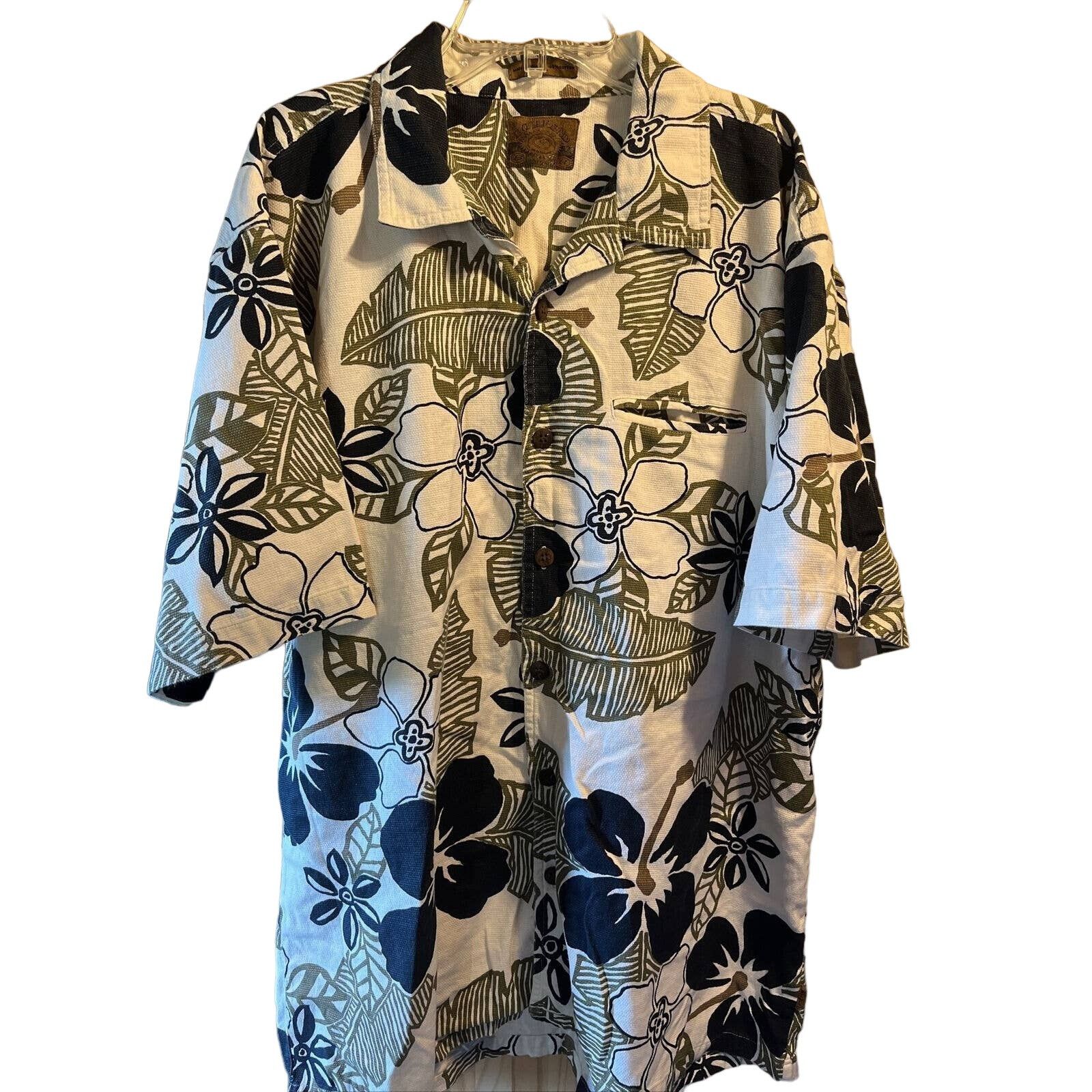 Bullhead Denim Co. Bullhead Vintage Men's XL White Black Cotton Hawaiian Shirt Size US XL / EU 56 / 4 - 1 Thumbnail