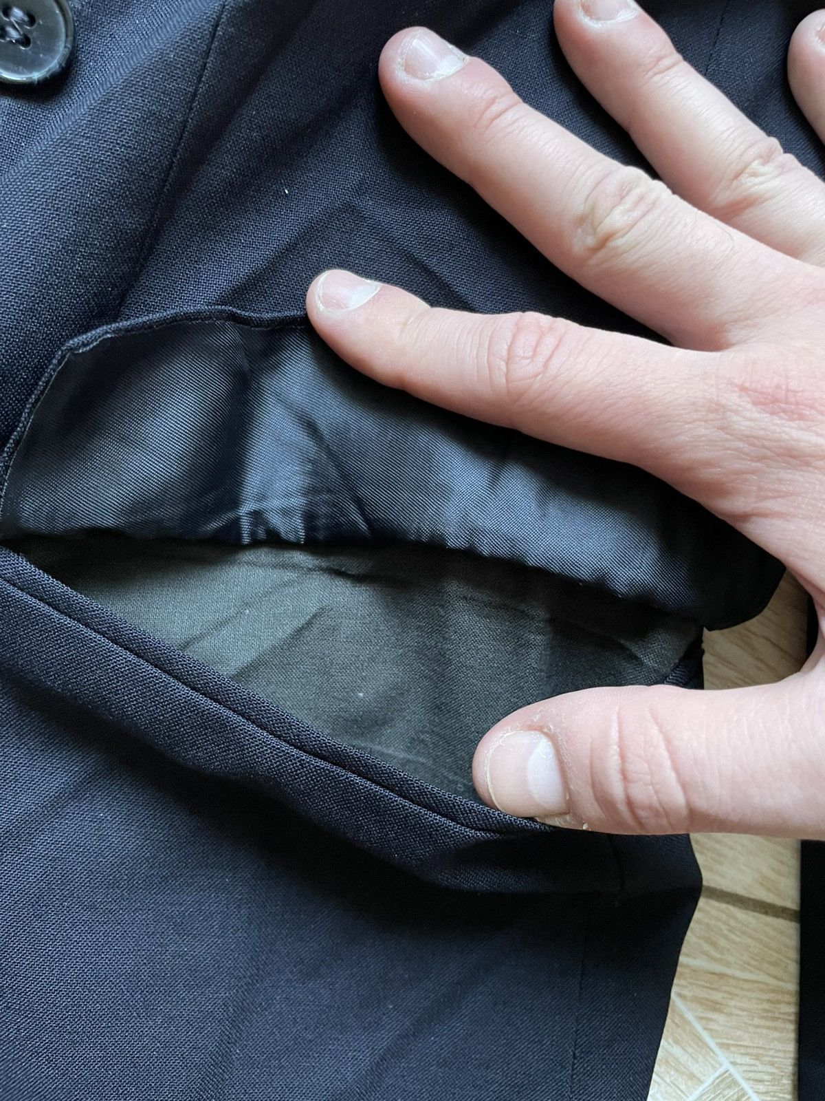 Vintage Mario Dessuti Blazer Jacket Black Double Breasted Peak Size US M / EU 48-50 / 2 - 6 Thumbnail