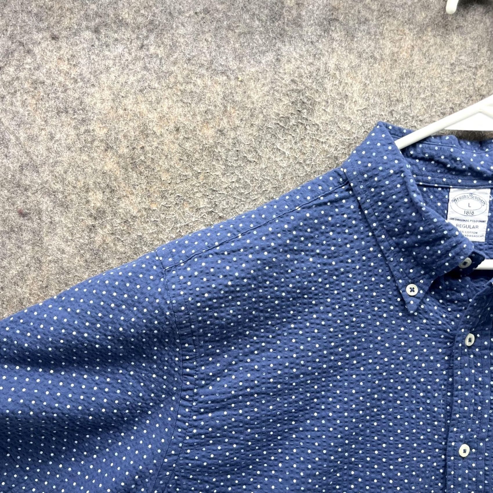 Brooks Brothers Brooks Brothers Shirt Mens L Blue Polka Dot Short Sleeve Button Front Casual Size US L / EU 52-54 / 3 - 7 Thumbnail