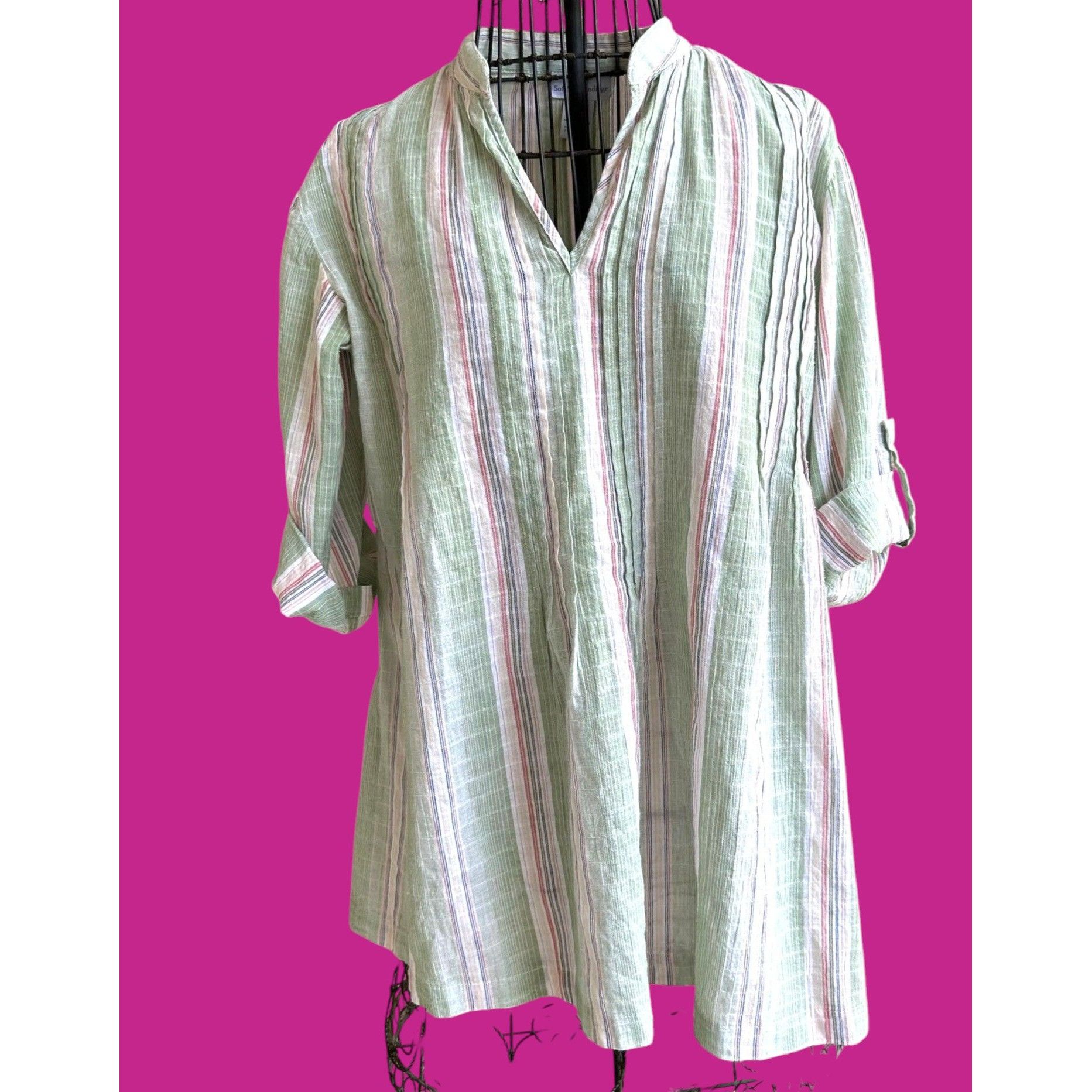 Other Soft Surroundings Tunic Top XS Extra Small Striped V Neck Ro Size XS / US 0-2 / IT 36-38 - 1 Thumbnail