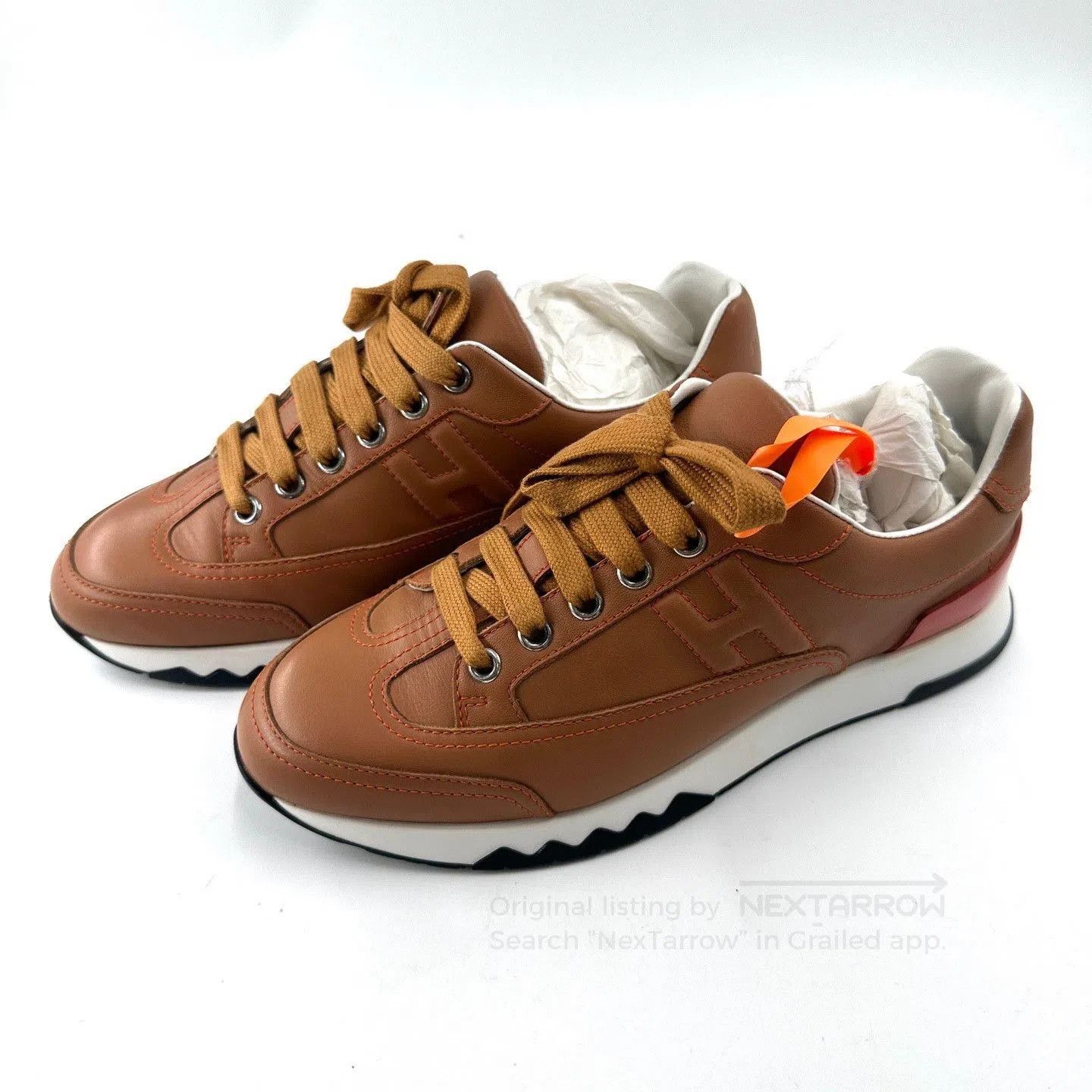 Hermes Hermes Calfskin Brown Sneakers. Size US 5.5 / IT 35.5 - 1 Thumbnail