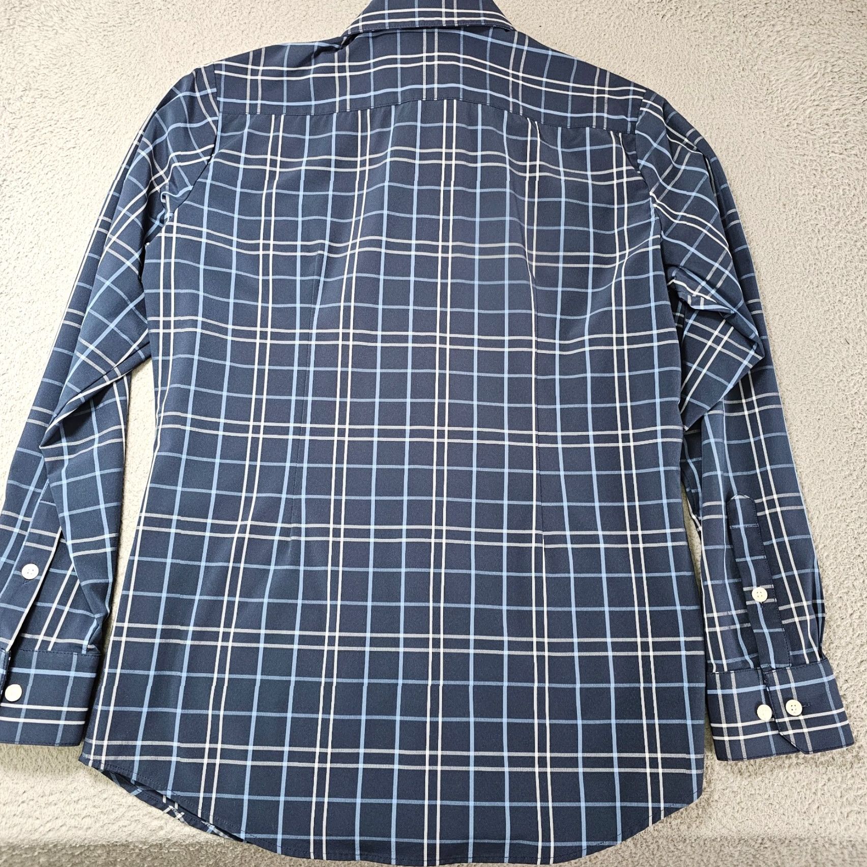Mizzen+Main VINTAGE Mizzen+Main Dress Shirt Men's Large Trim Navy White Check Stretch Performance Size 42R - 6 Thumbnail