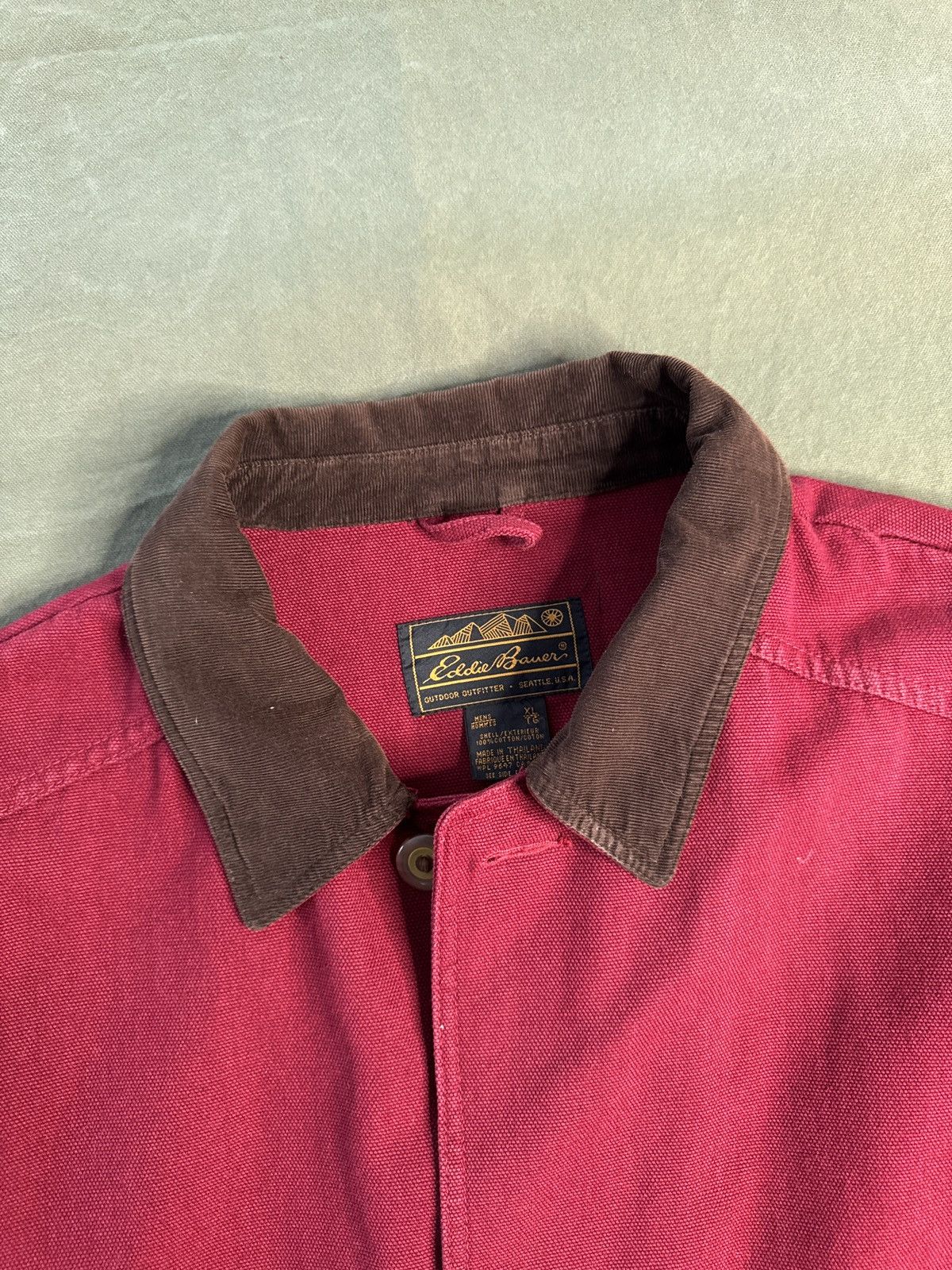 Eddie Bauer Vintage Eddie Bauer Canvas Red Chore Jacket Corduroy Collar Size US XL / EU 56 / 4 - 7 Thumbnail