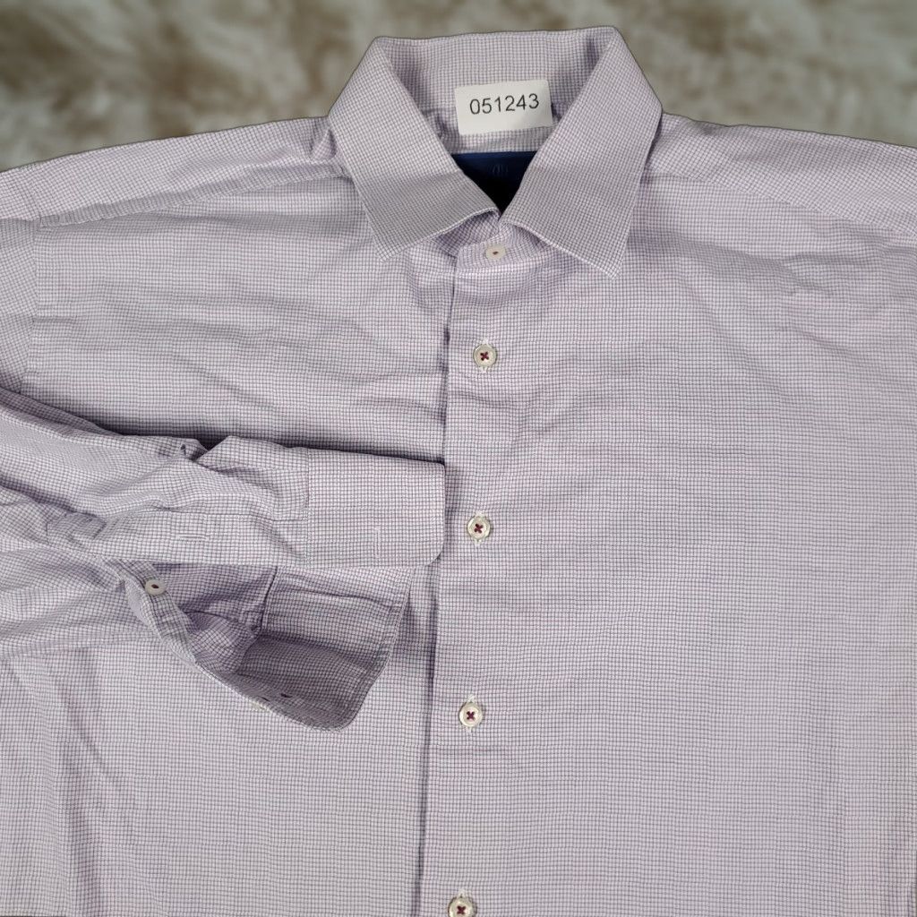 David Donahue David Donahue Shirt Mens XL Purple Check Button-Up Long Sleeve Casual Size US XL / EU 56 / 4 - 1 Thumbnail