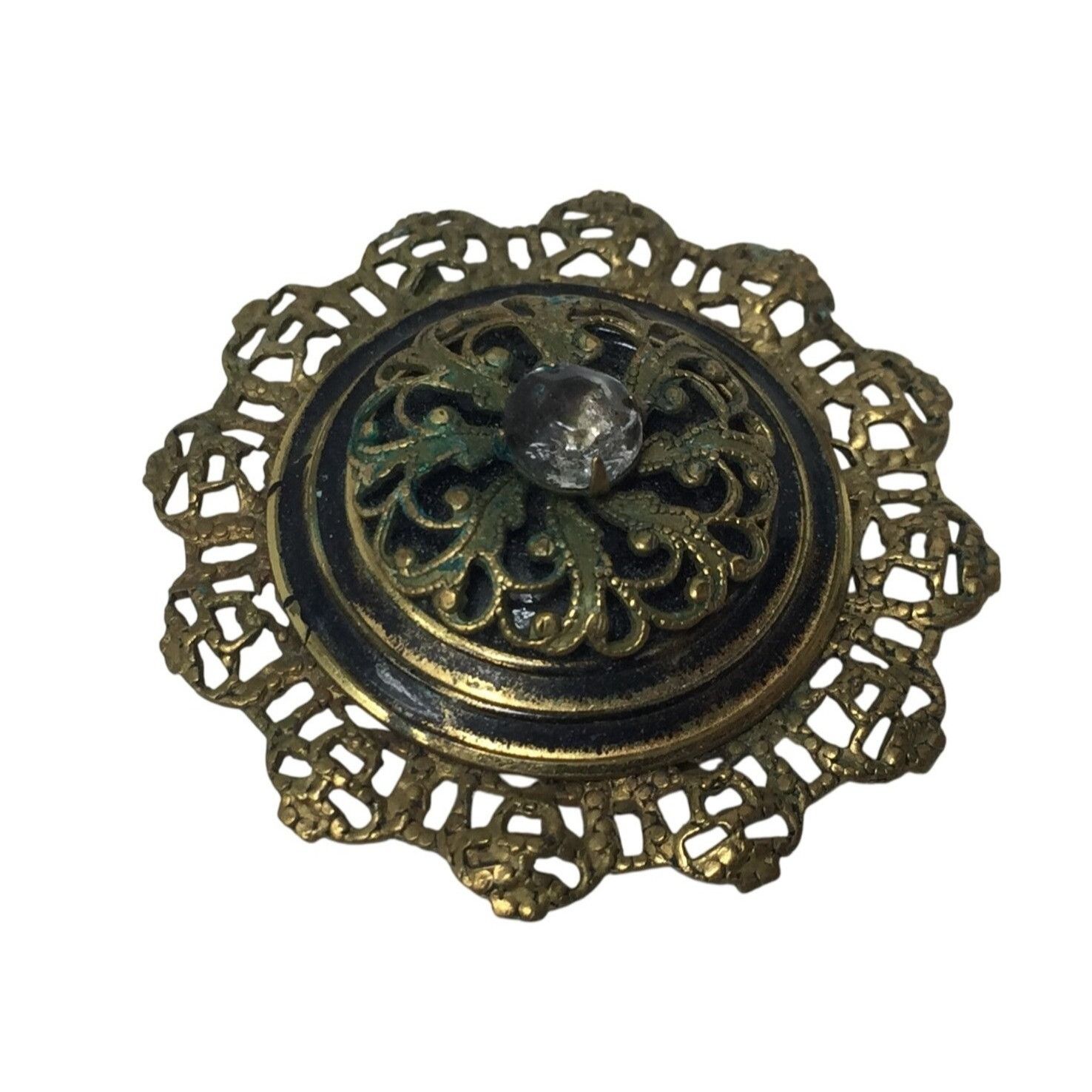Other Vintage Gold Tone Filigree Layered Scarf Pin with Rhinestone Size ONE SIZE - 2 Thumbnail