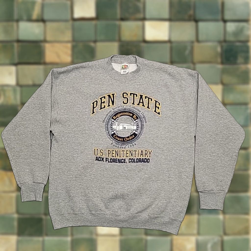 Fruit Of The Loom VTG Pen State Sweatshirt Mens XL Gray US Penitentiary Pullover Crewneck Retro LS Size US XL / EU 56 / 4 - 1 Thumbnail