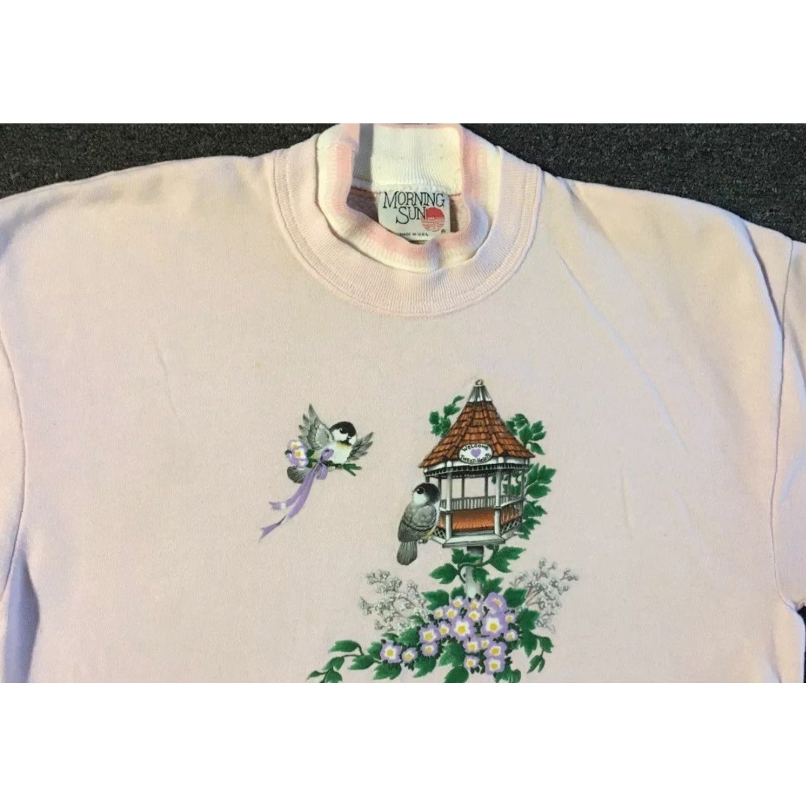 Vintage Vtg 90s Bird Flower Art Faded Sweatshirt M USA Animal Nature Beach Grunge 80s Size US M / EU 48-50 / 2 - 6 Thumbnail