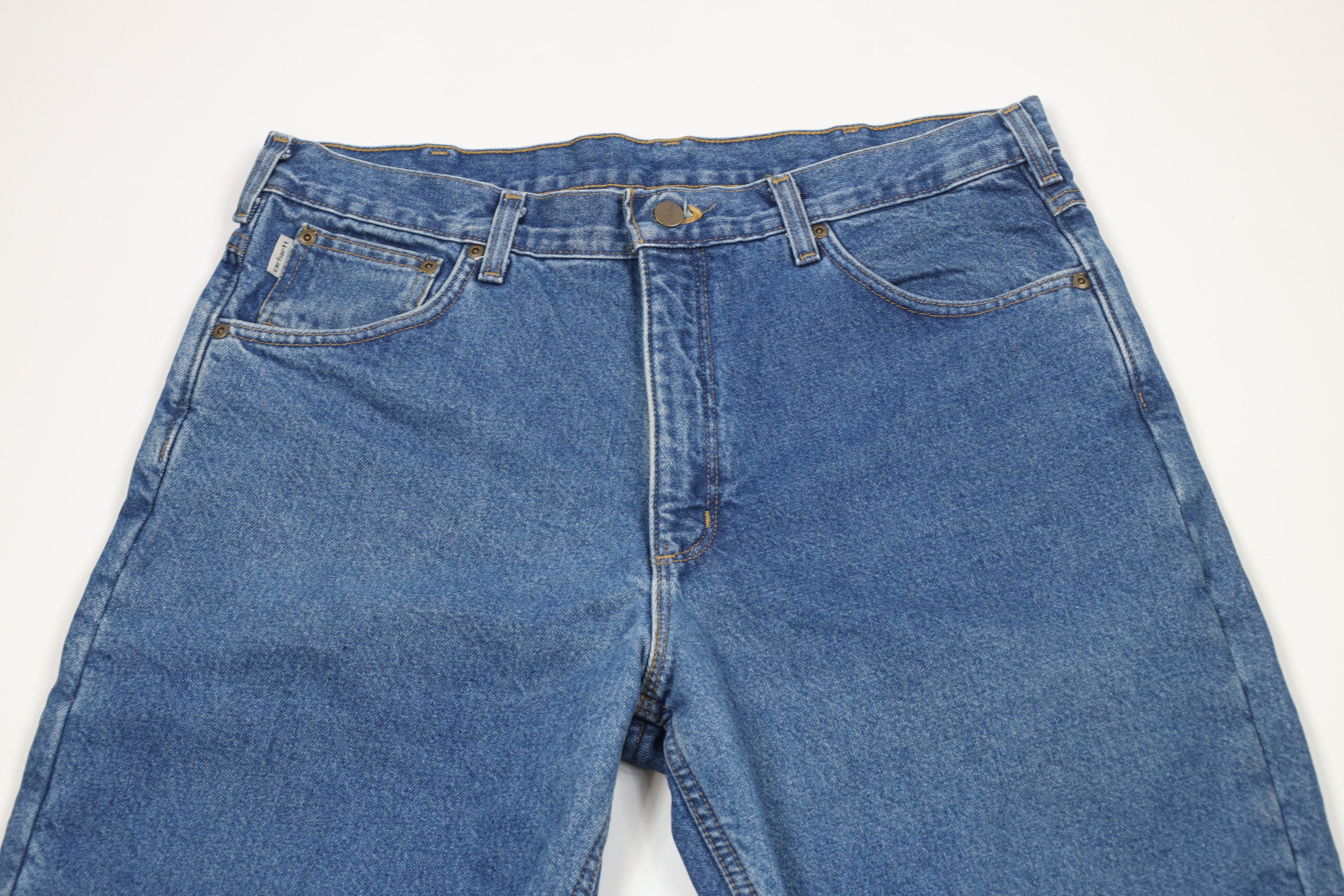 Carhartt × Vintage Vintage Carhartt Fleece Lined Relaxed Fit Denim Jeans Blue Size US 36 / EU 52 - 3 Thumbnail
