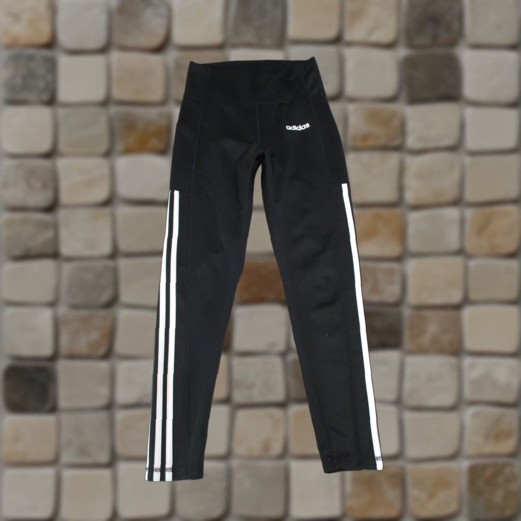 Adidas Adidas Leggings Womens Small Climalite Black White Stripes 26" Size 28" / US 6 / IT 42 - 1 Thumbnail