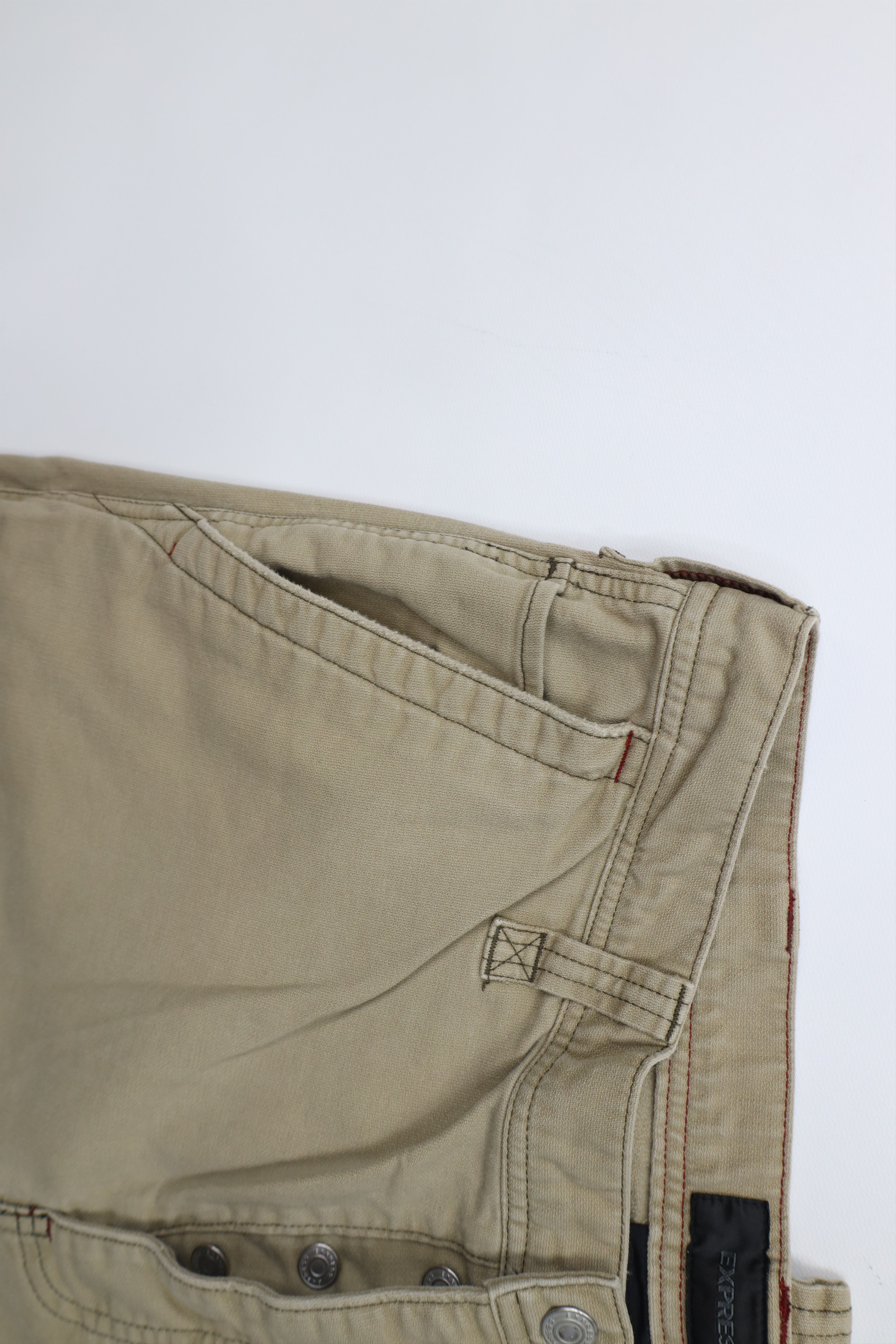 Express Vintage Y2K Express Baggy Fit Wide Leg Dungaree Pants Beige Size US 34 / EU 50 - 9 Thumbnail