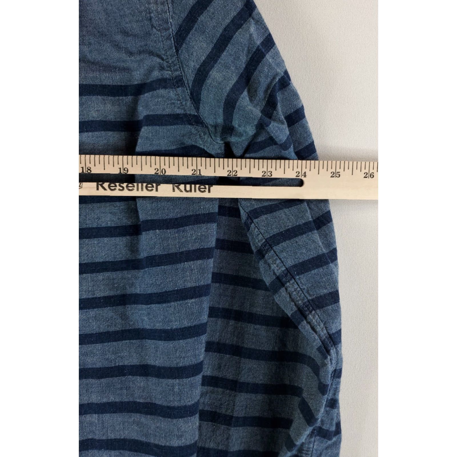 J.Crew J.CREW Shirt Chambray Button-Down Blue Striped Slim Long Sleeve Mens L Size US L / EU 52-54 / 3 - 4 Thumbnail