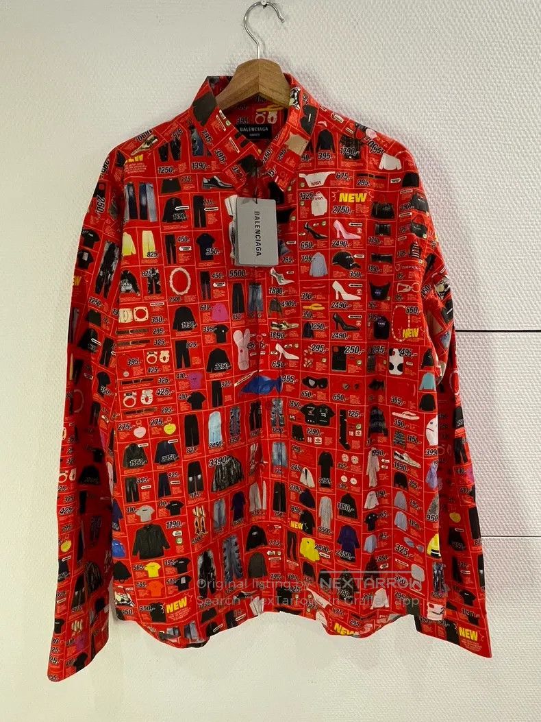 Balenciaga Balenciaga size 37 Red full-printed shirt Size US M / EU 48-50 / 2 - 2 Thumbnail