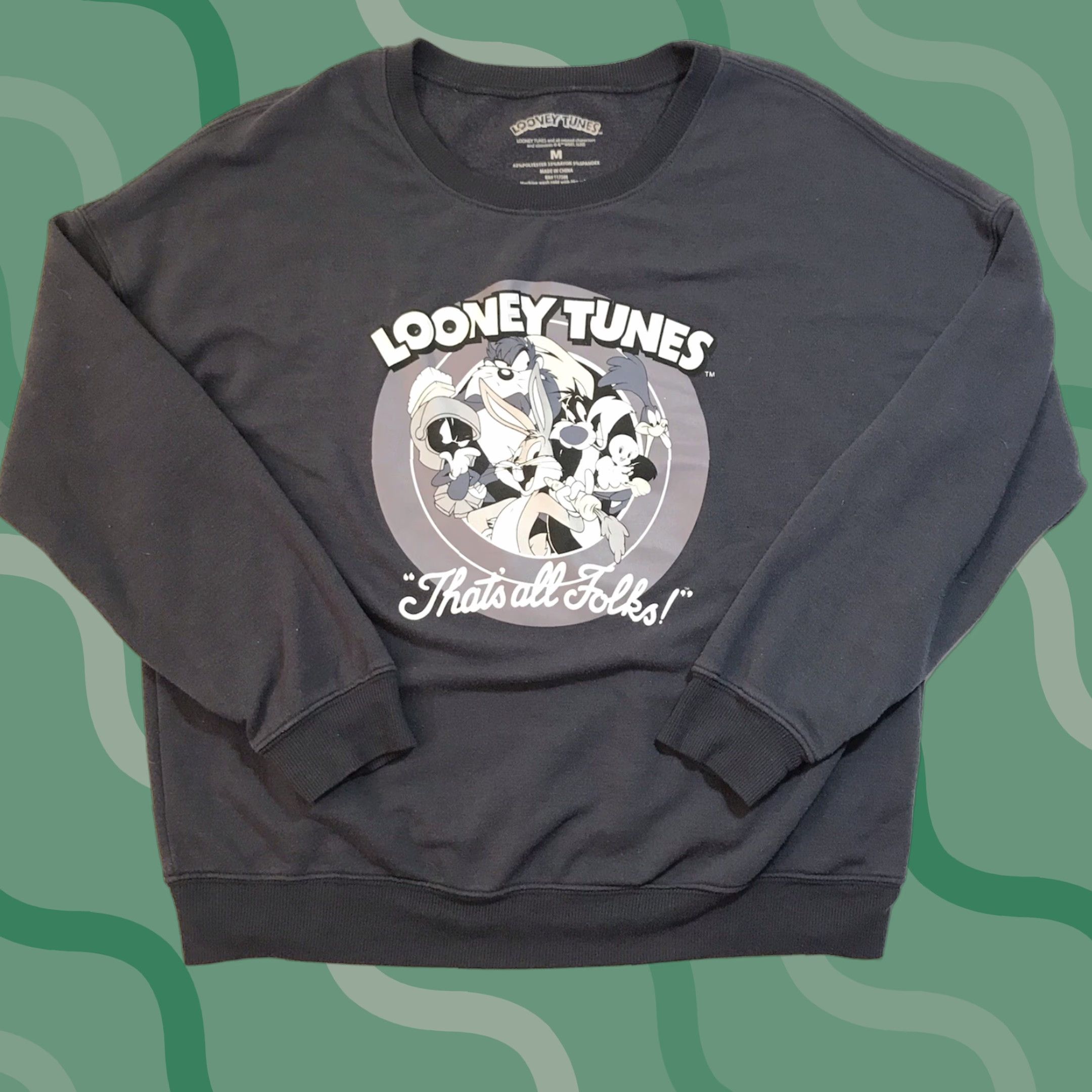 Vintage Looney Tunes Women's Crewneck Long Sleeve T Shirt M Gray White Logo 90s Casual Logo Shirt Womens Size M / US 6-8 / IT 42-44 - 1 Thumbnail