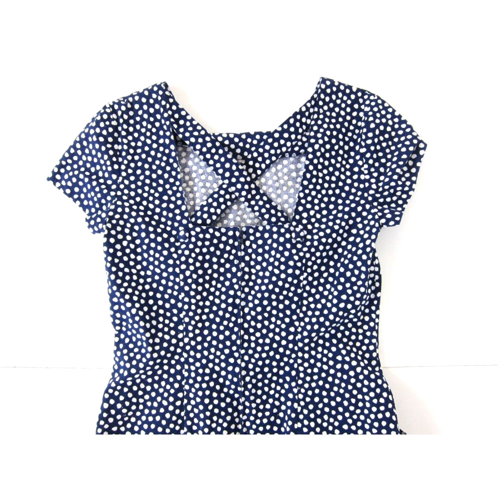 Vintage Vtg Vintage Blue Cotton Blue White Polka Dot Pocket Short Sleeve Smock Dress L Size 36" / US 14 / IT 50 - 5 Thumbnail