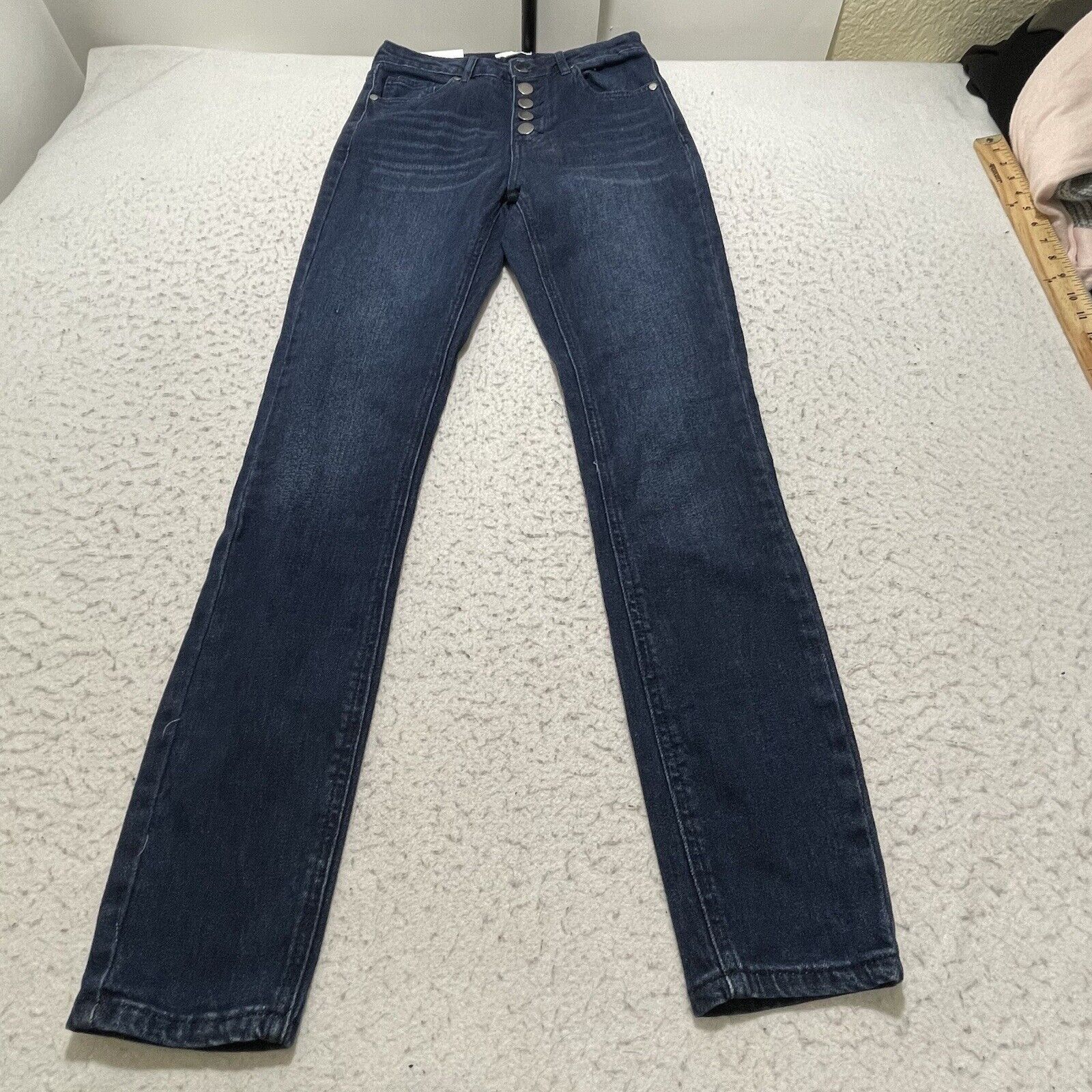 Nordstrom BP High-Rise Skinny Dark Wash Ankle Jeans Exposed Button Size 26" / US 2 / IT 38 - 3 Thumbnail