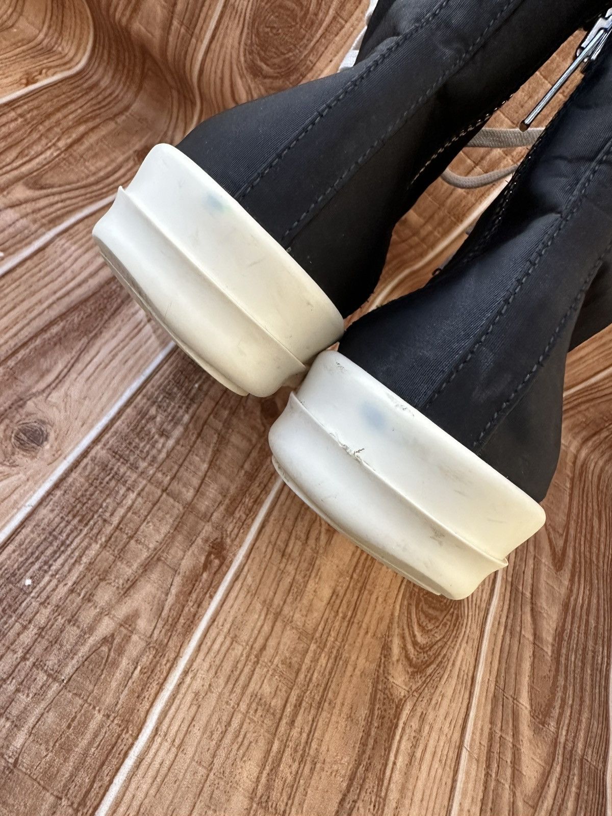 Rick Owens Rick Owens DRKSHDW Nylon Ramones Black Milk Hightops Size US 8.5 / EU 41-42 - 21 Thumbnail