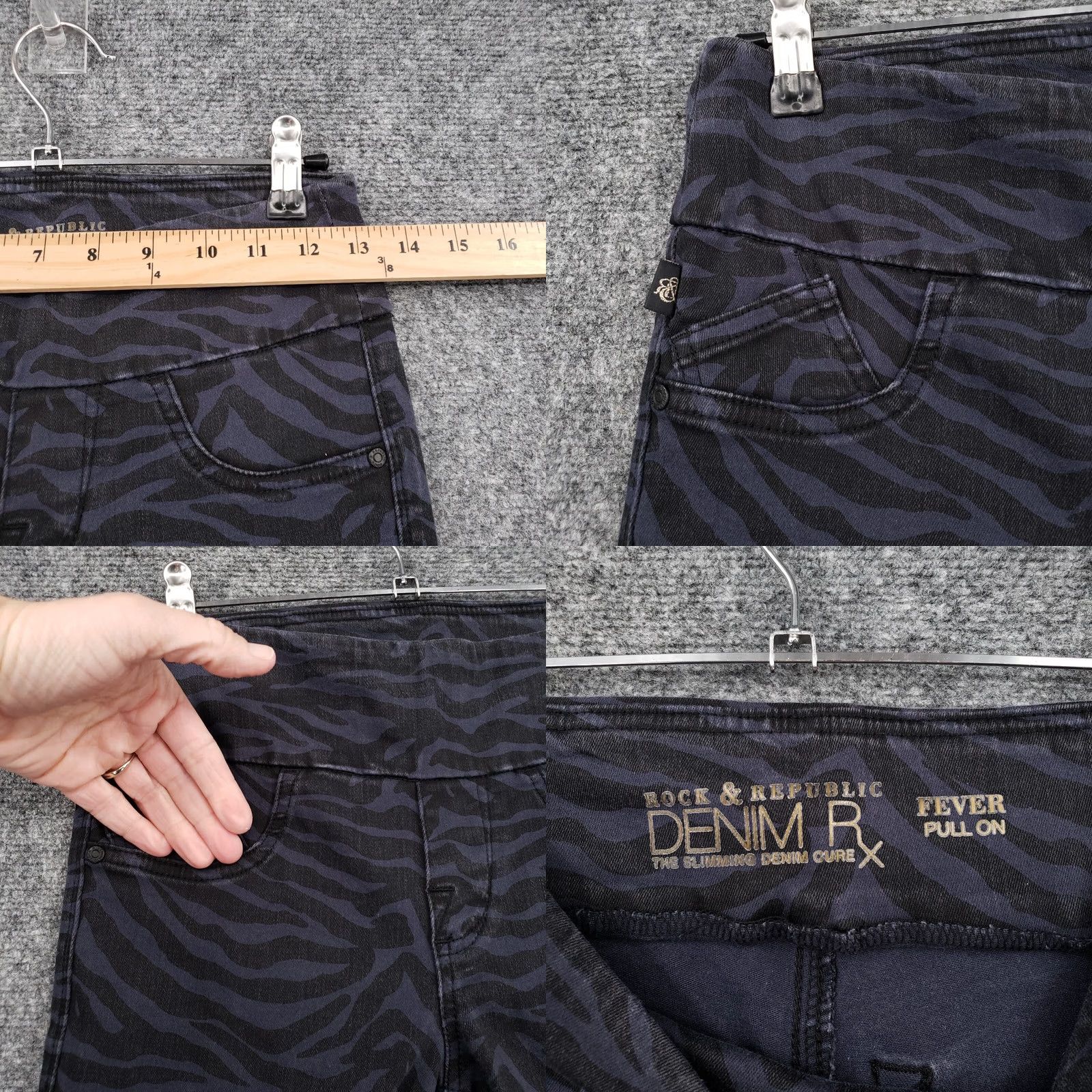 Vintage Rock & Republic Jeans Women 2 Black RX Slimming Denim Cure Fever Pull On Jegging Size 26" / US 2 / IT 38 - 8 Thumbnail