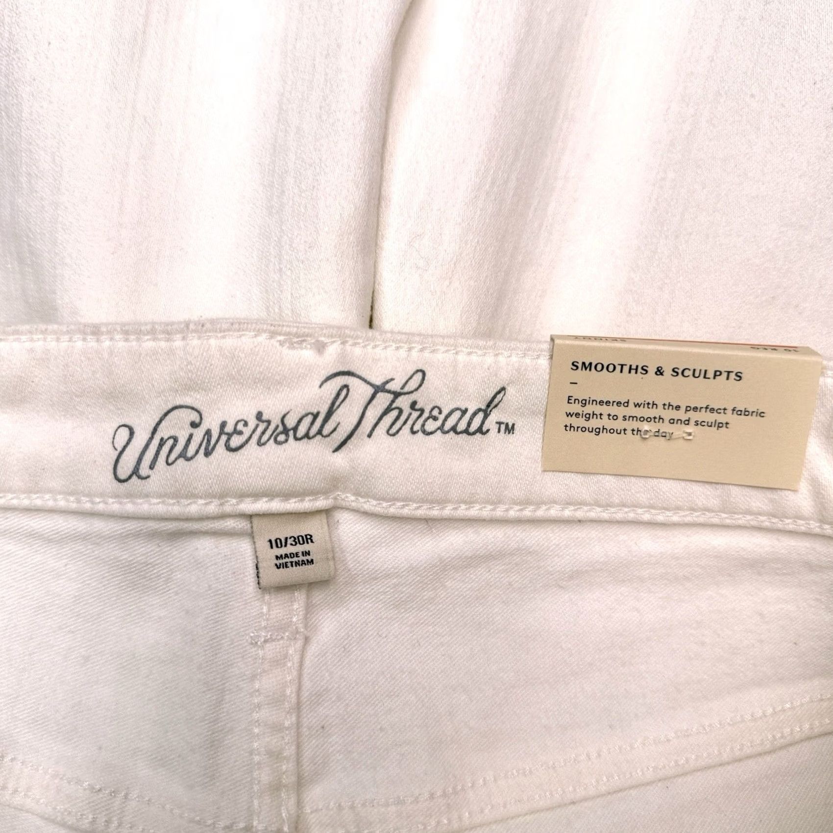 Vintage Universal Thread White High Rise Skinny Jeans 10 30R Stretch Denim Women's Jeans Slim 5-Pocket Size 32" / US 10 / IT 46 - 4 Thumbnail