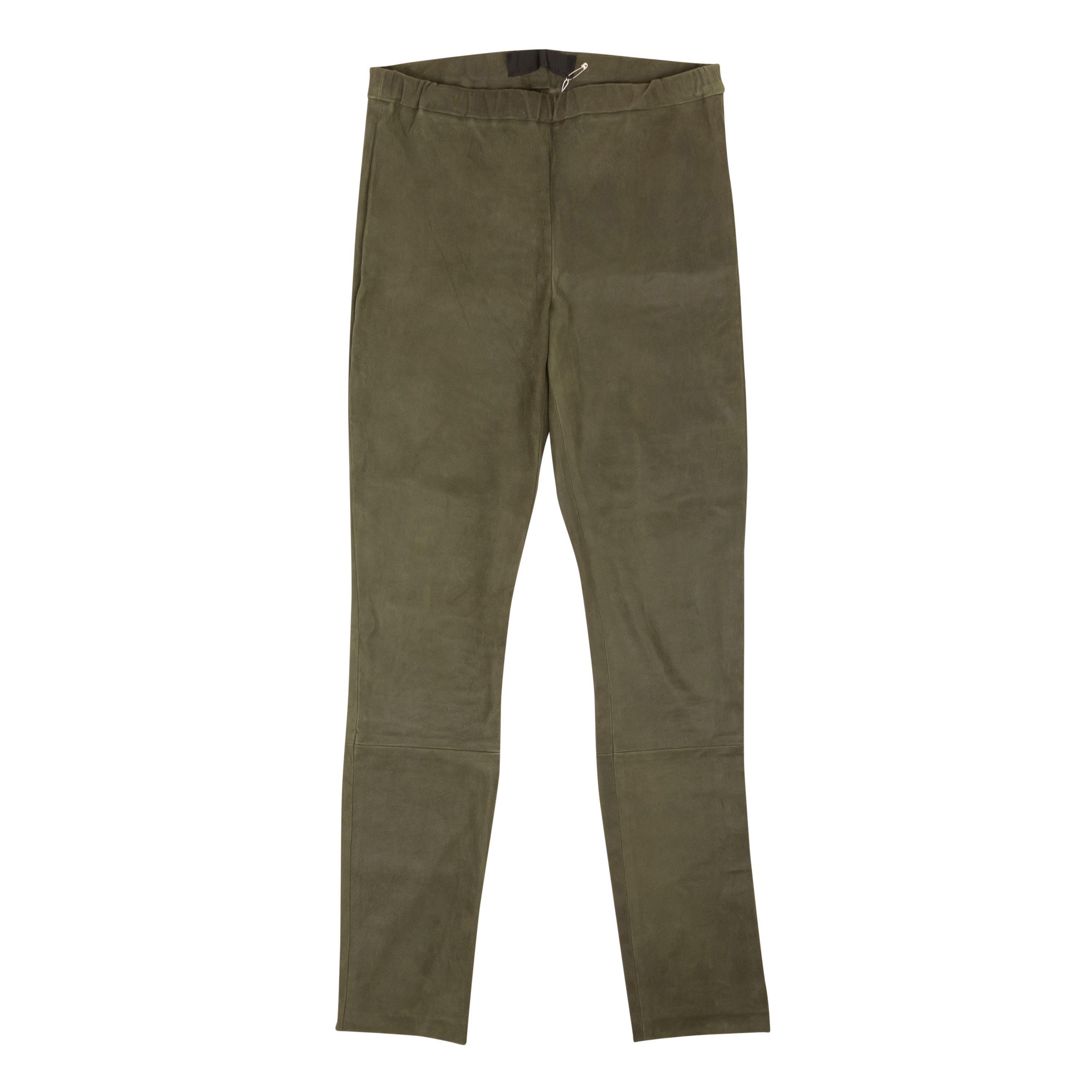 image of Haider Ackermann Green Suede Leather Leggings Size 4/40, Women's