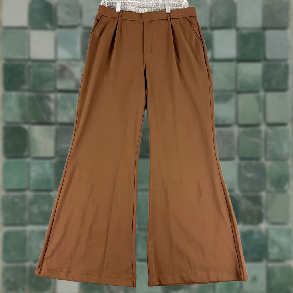 Vintage Halara Wide Leg Pants Women L Brown Pleated High Waisted NWT Size 36" / US 14 / IT 50 - 1 Thumbnail